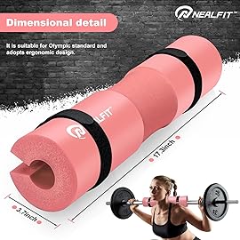 NEALFIT Barbell Pad Squat Pad for Squats-Squat Bar Pad-Great for Weightlifting,Lunges and Hip Thrusts-Foam Sponge Pad-Fit Standard and Olympic Bars Perfectly (Light Pink)