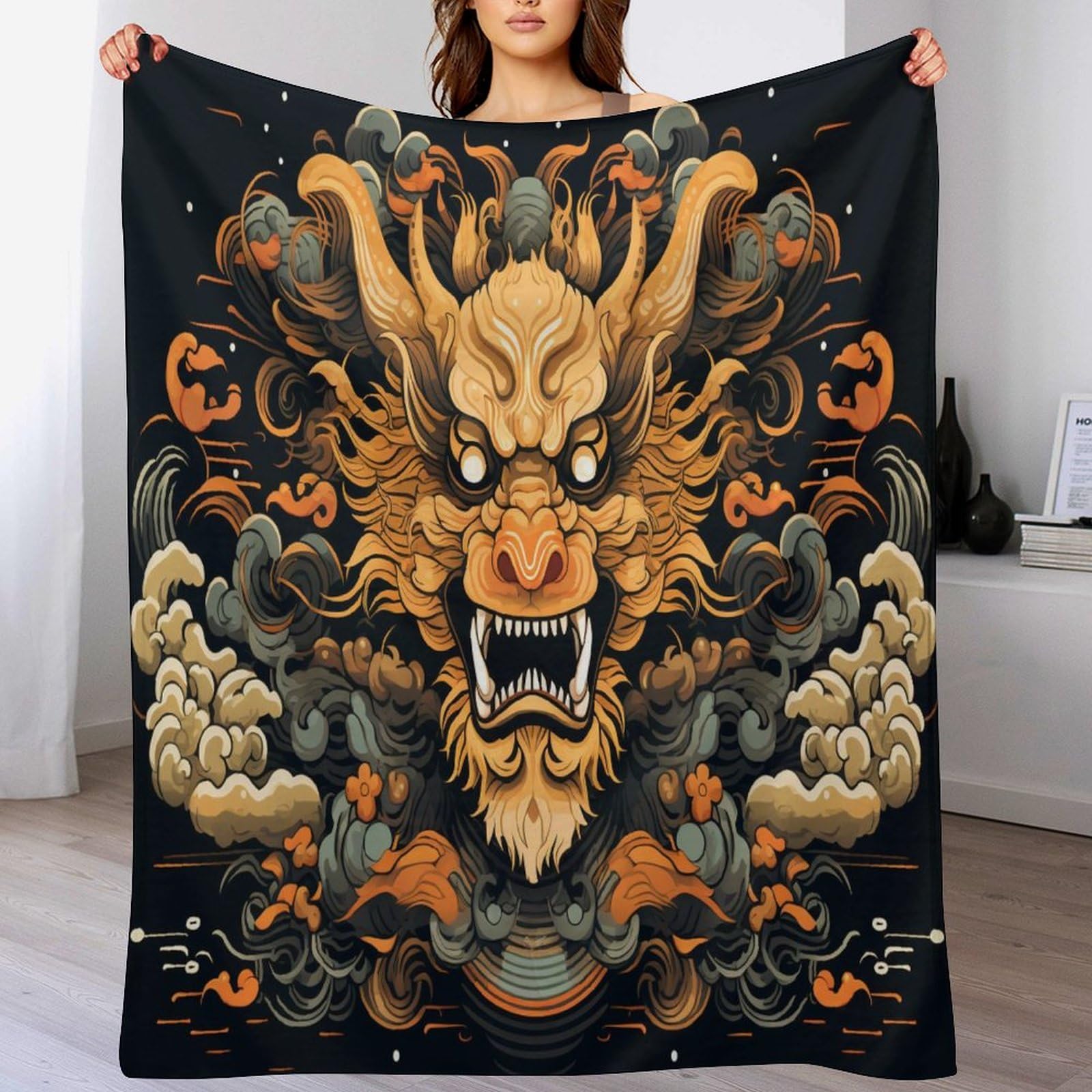Couverture dragon 3D pour voyager et s'envelopper sur le lit