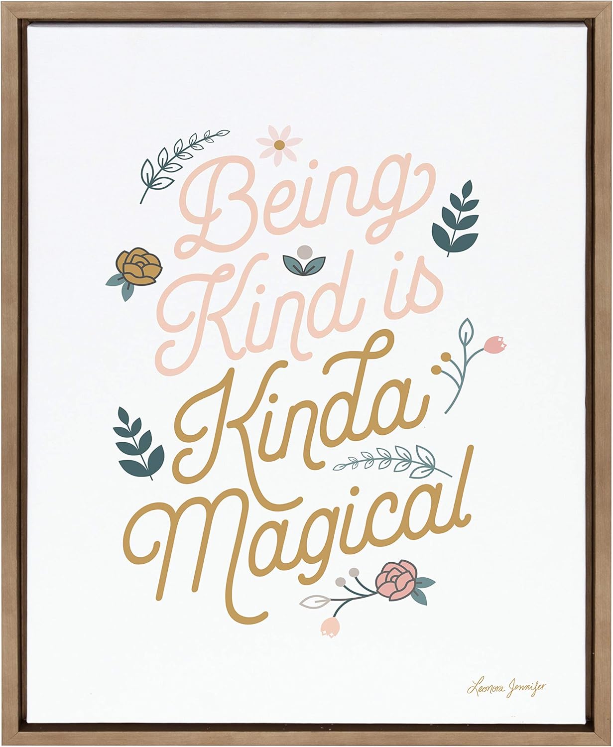 Gold Framed Motivational Canvas Print for Kids' Nursery