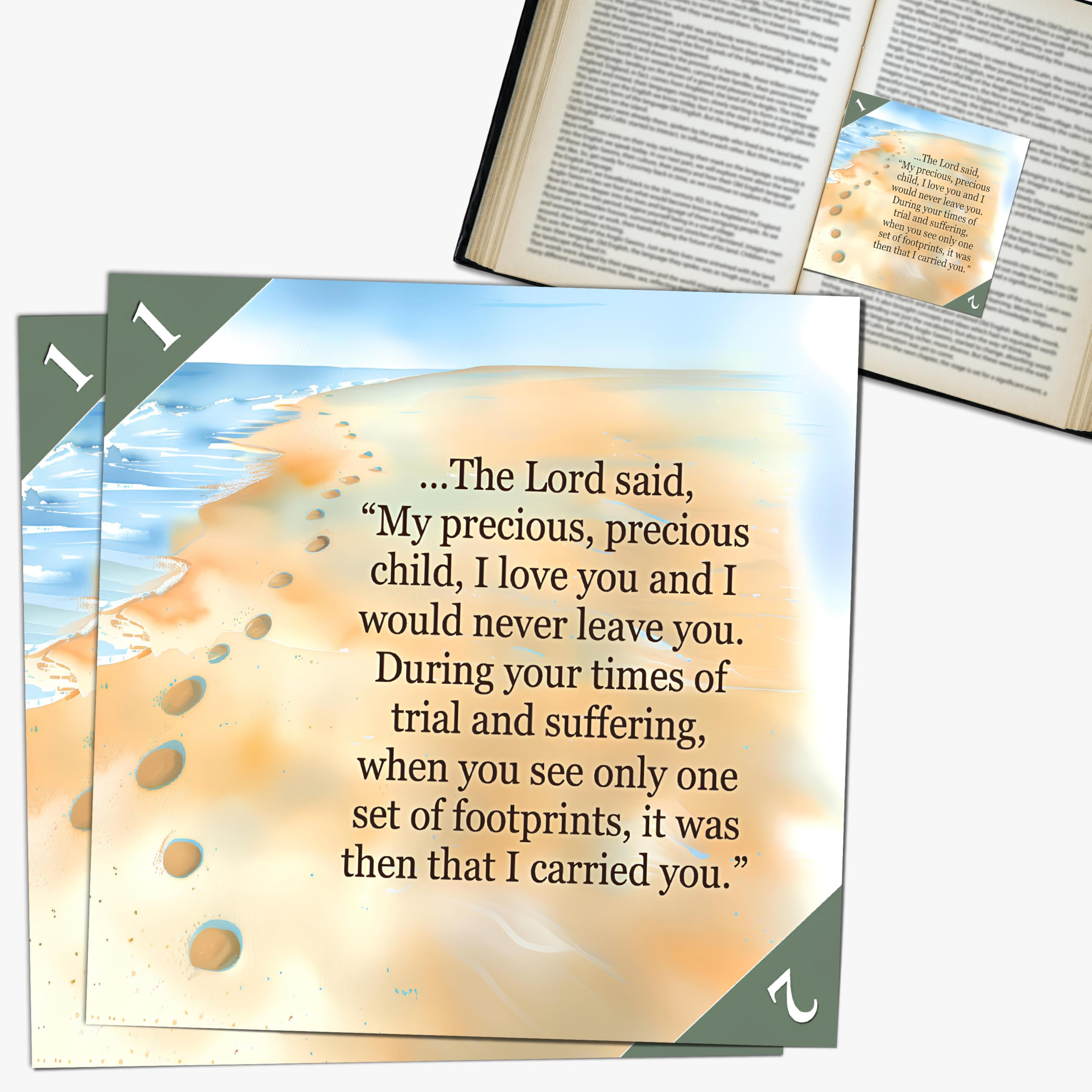Bookmarks – Set of 2 | Footprints in Sand | Faith-Based Line-Marking Bookmark for Readers | Christian Gift for Bible Lovers, Teachers, Men, Women & Teens | Patented, Made in USA