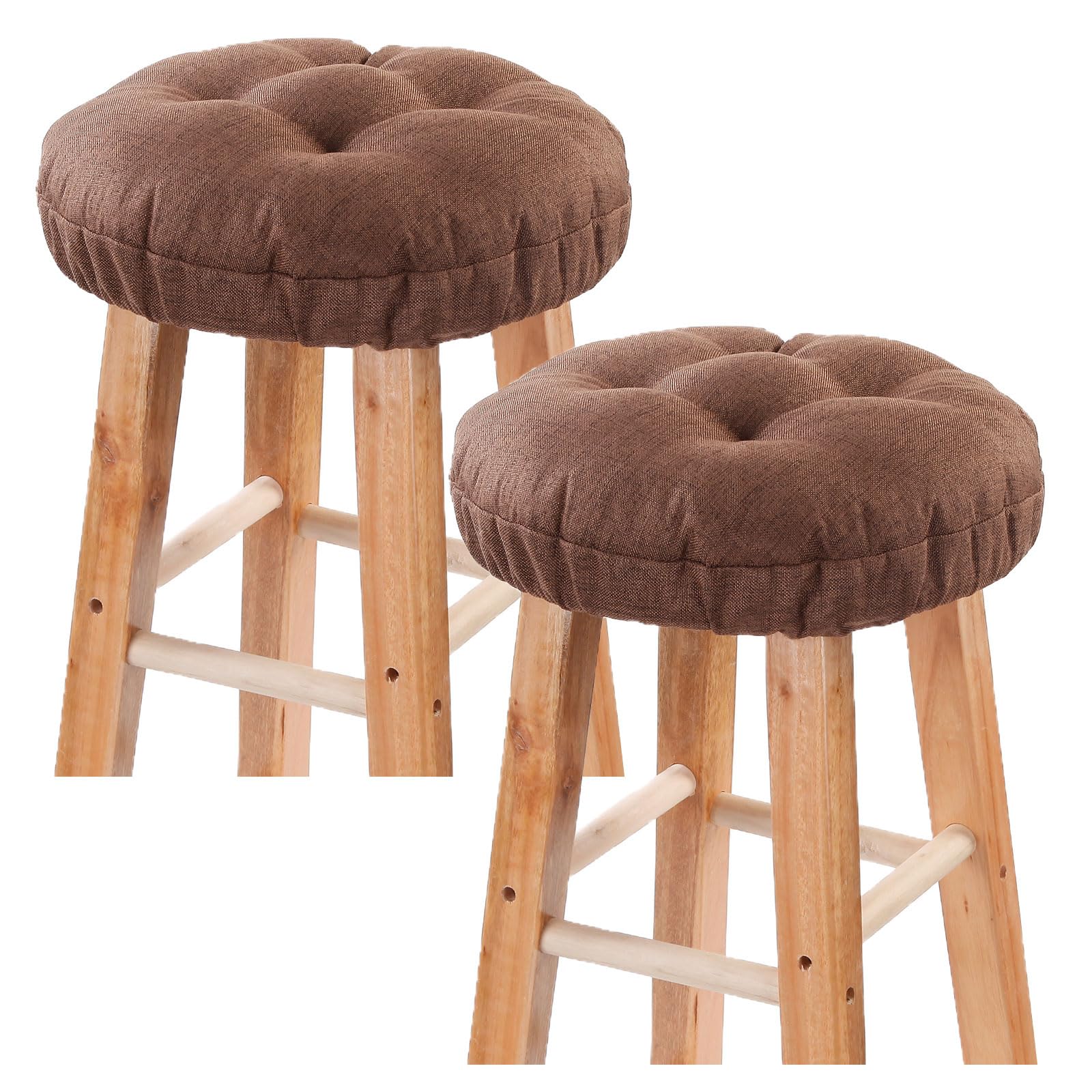 Bar Stool Covers Set of 2, Stool Covers Round with Elastic Band Pad, Soft Stool Seat Covers, Nonslip and Washable, 12 Inch, Brown