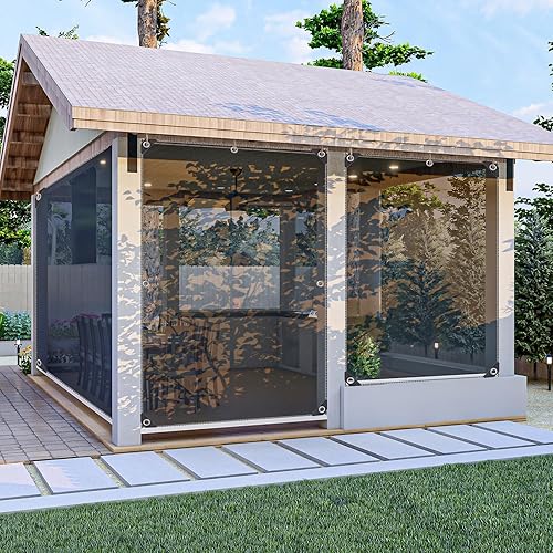 Miniatura 4 de uxcell Lona transparente de 6.56 x 9.84 pies con ojales, cubierta de lona de PVC de 0.465 in con borde reforzado, lona de vinilo de PVC impermeable