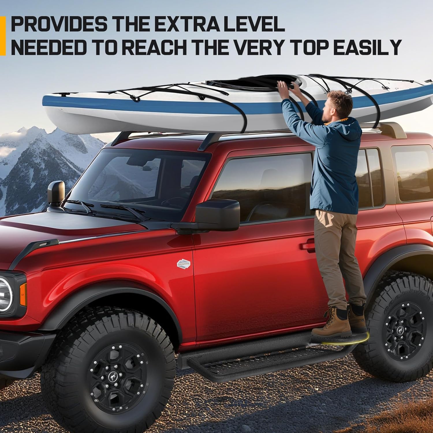 Running Boards Compatible with 2021-2026 Bronco 2 Door(Not Compatible with Bronco Sport), Bronco Black Dual-Stage Textured Side Steps, Step Bars Nerf Bars with Middle Steps.