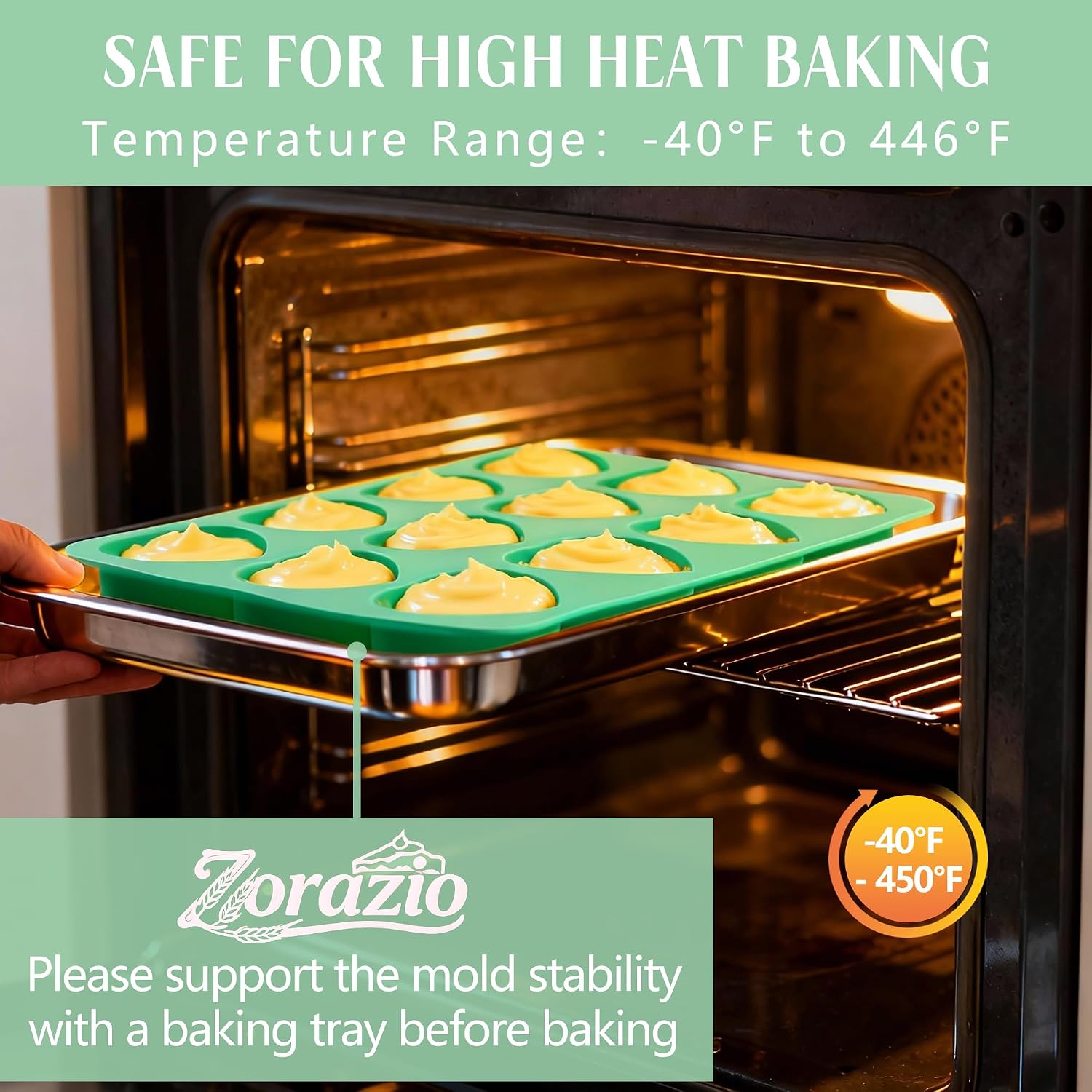 Zorazio 12-Cavity Heart Silicone Muffin Pan,2Pack Valentine's Day Non-Stick Heart Shaped Silicone Molds for Muffin Cake,Chocolate,Pudding,Candy,Jelly,Handmade Soap (12Cavity)