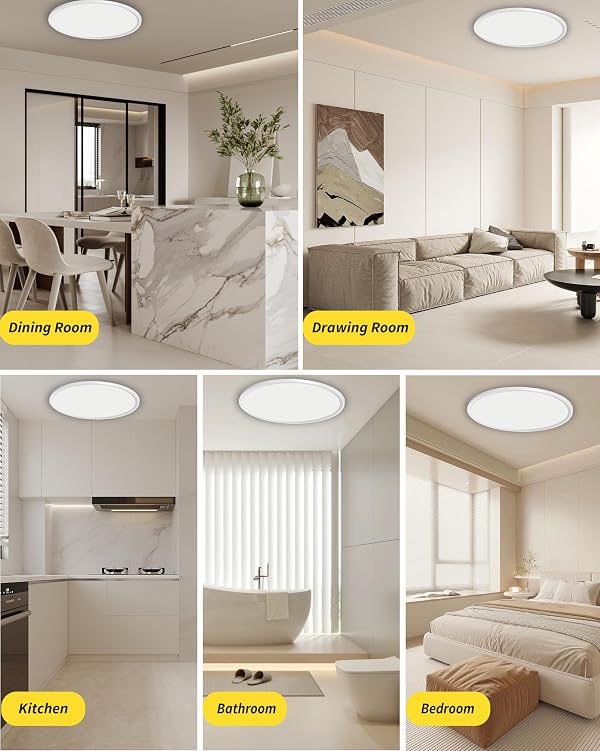 LED Flush Mount Ceiling Light Fixture,Round 16Inch 32w 3480lm 3000k,4000k,6000k CCT Selectable, Modern Flat Panel Super Slim Led Ceiling Light,for Living Dining Kitchen Bedroom Room (4Pack-White) by Bright Future Lighting - Image 3