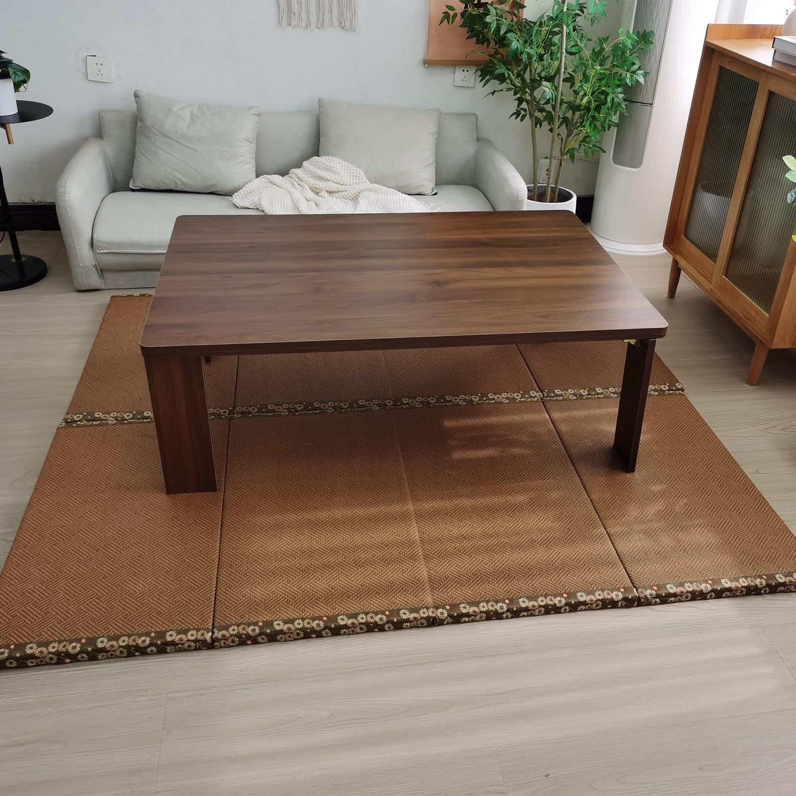 Stół grzewczy, Kotatsu, Stół Kotatsu, Stoły Stołowe Podgrzewany, Elektryczny Ogrzewanie Stołowe, Stół grzewczy, Zimowy Stół Sypialnia Salon, Kolor : Walnut