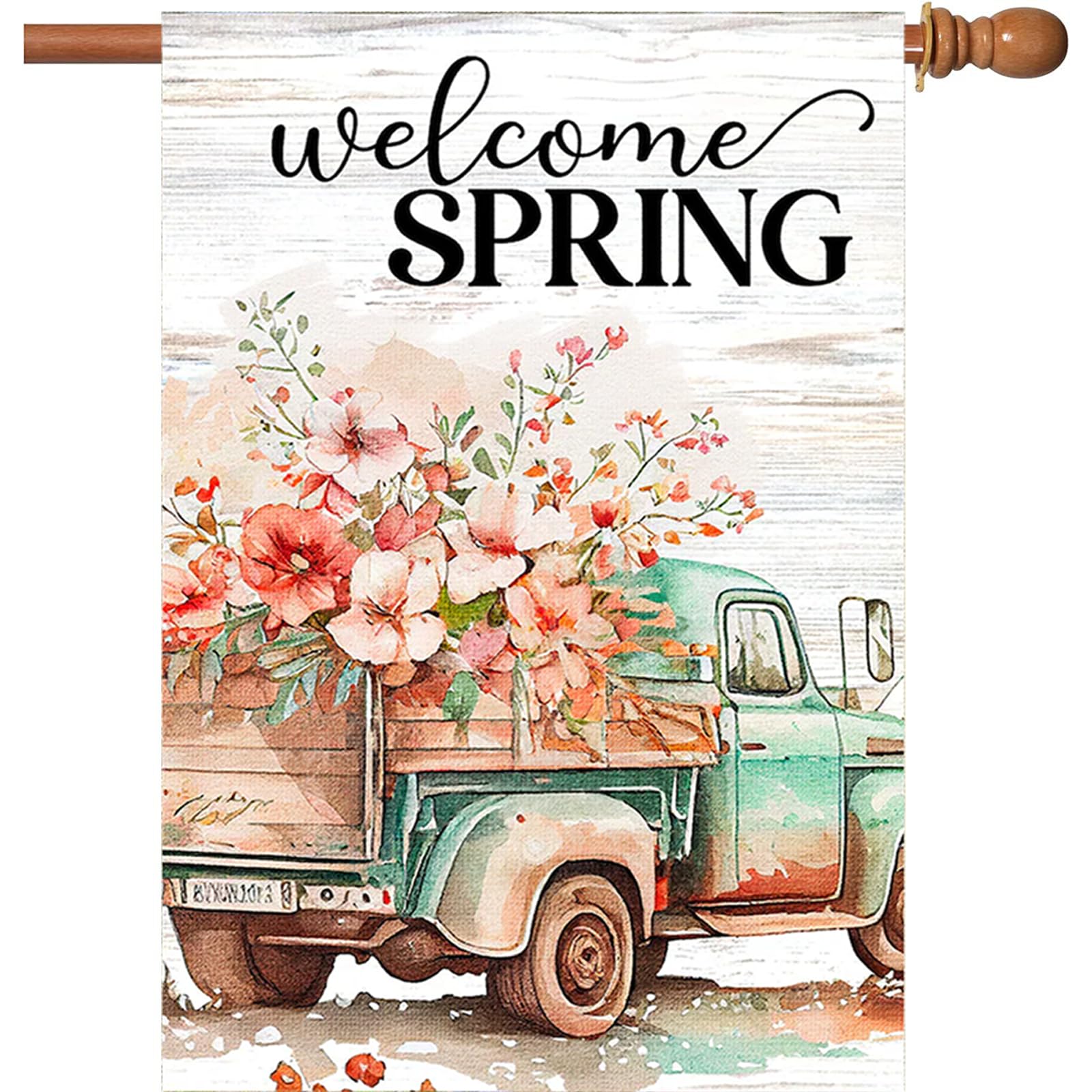 YMCAFZ Sommer-Hausflagge „Strand & Kokosnuss“ – Doppelseitig, 28 X 40 Zoll, Jute, Wetterfest