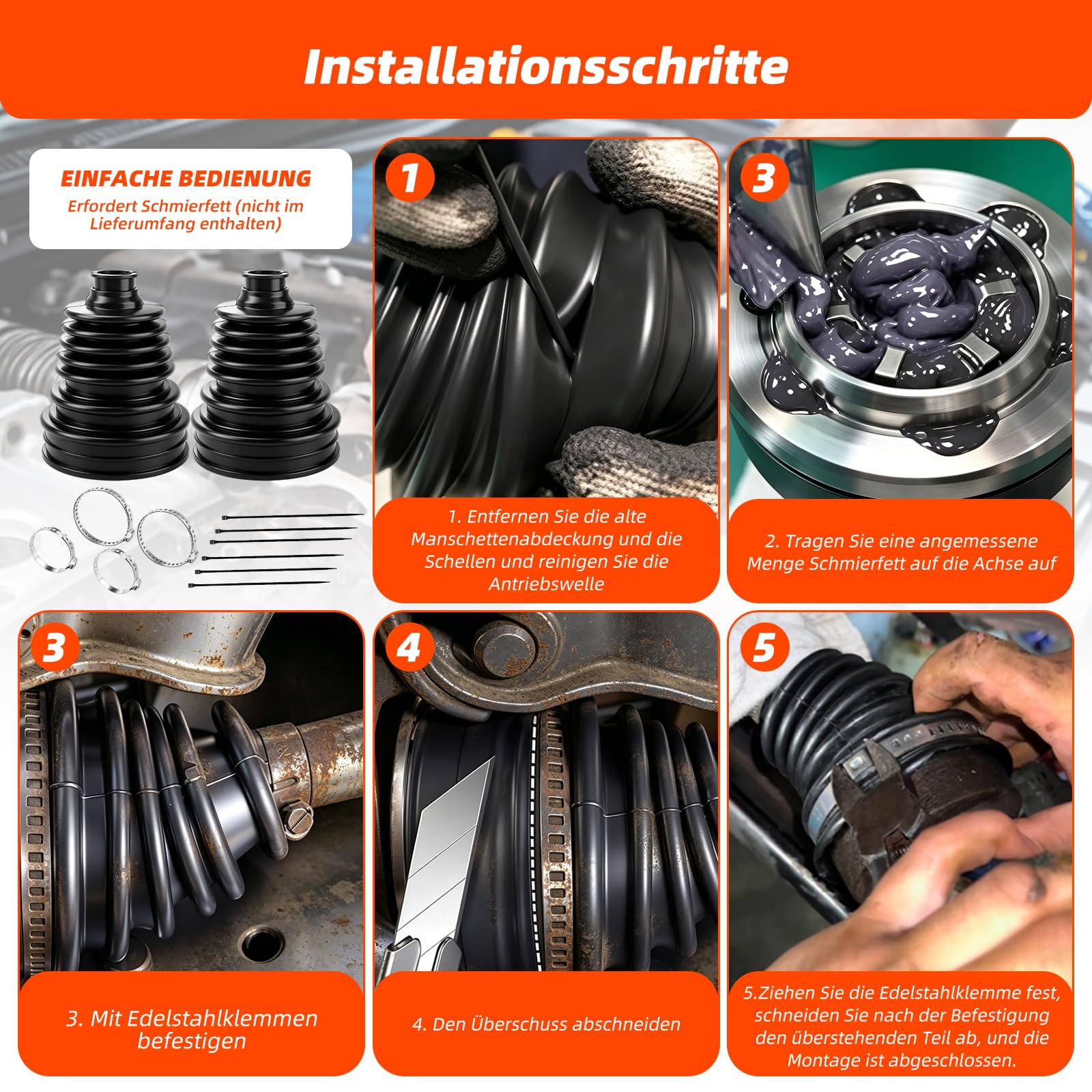 2 STK de manguitos universales para ejes CV, manguitos para ejes de transmisión de 19-24 mm, fuelle flexible de silicona juego de manguitos para ejes a prueba de polvo con abrazaderas para auto