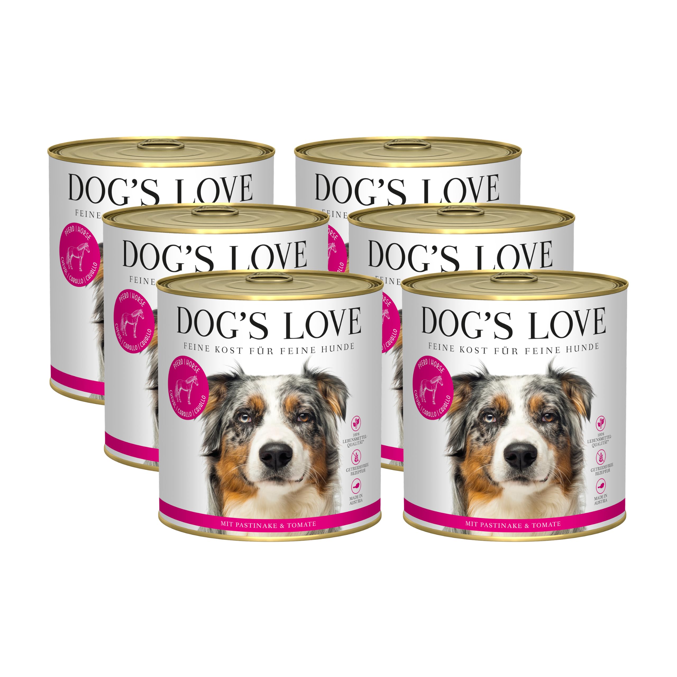 DOG'S LOVE Hunde-Nassfutter Pferd 6 x 800g | ohne Getreide & Zucker