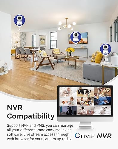 Miniatura 8 de Hugolog Cámara de seguridad 4K con tarjeta SD de 32 GB PRO para interiores, panorámicainclinación, procesamiento de sonido AI, ideal para monitor de