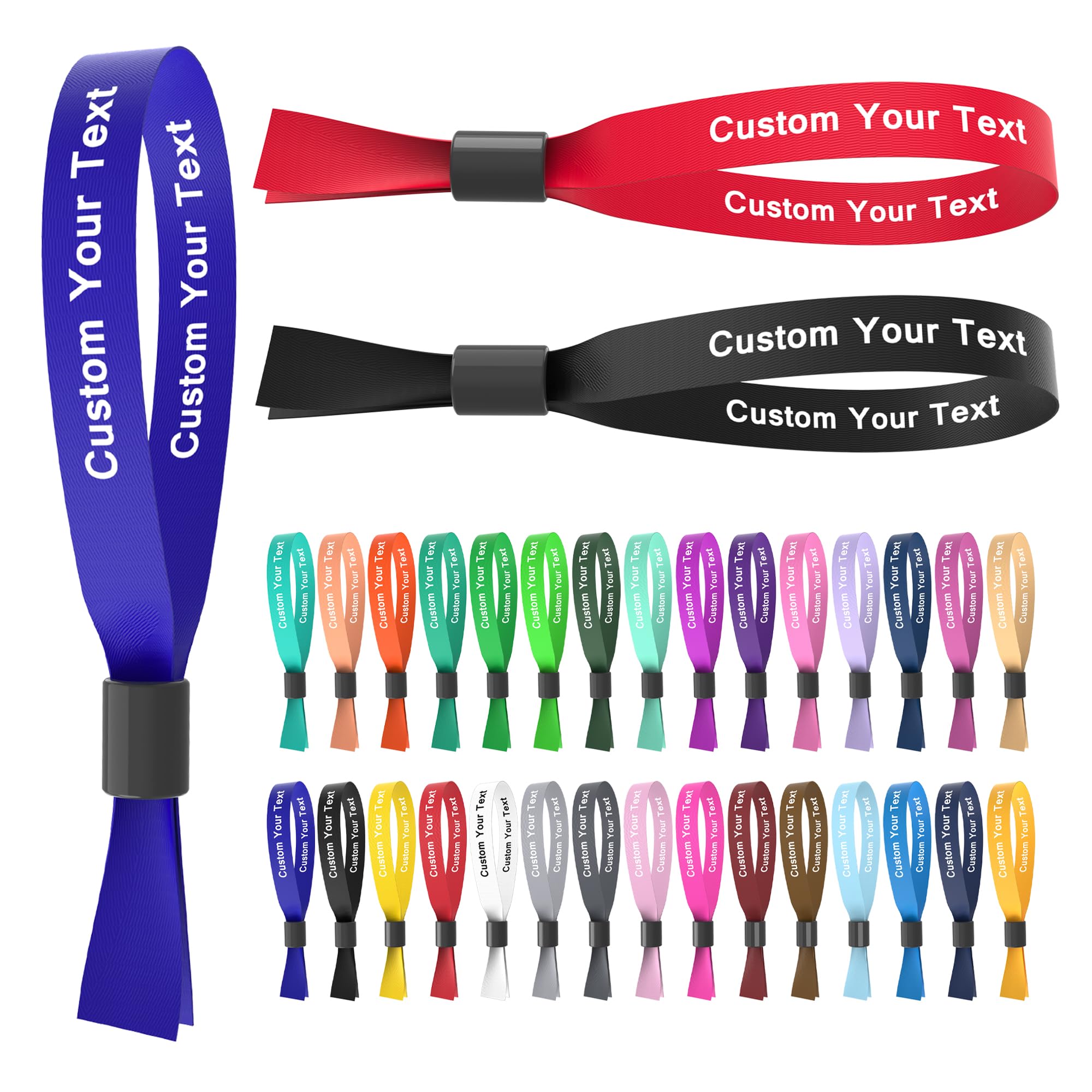 Custom Cloth Wristbands Events Personalized Wrist Bands 30-5000 Pcs Bulk with Text Logo, Colored Wristbands for Wedding, Lightweight Concert, Club Entrance Wrist Strap Party