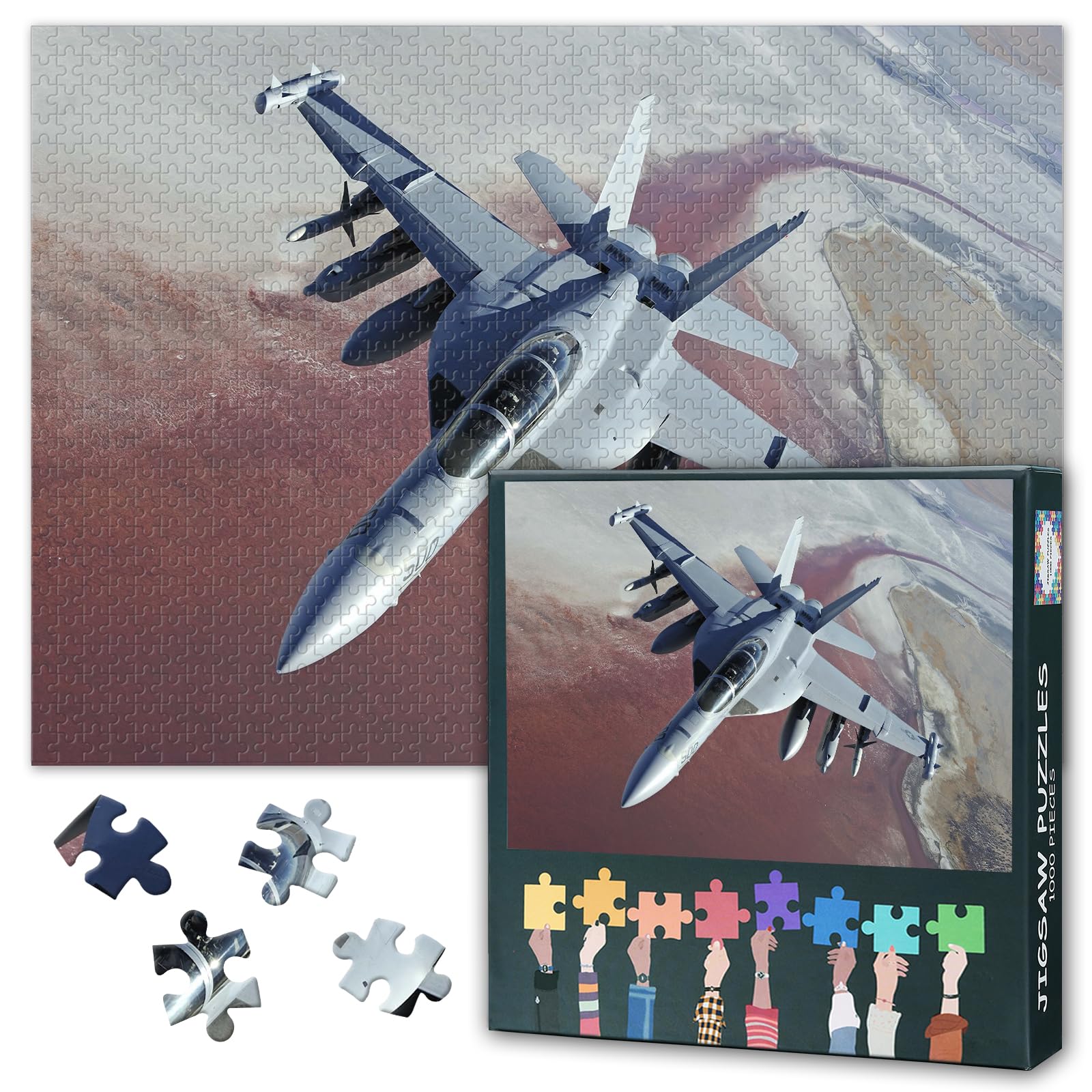 EA18G Growler Jet Jigsaw Puzzles for Adults 1000 Piece Aviation Decor Airplane Wall Art Military Poster Electronic Warfare Picture Tactical Command Base Hobby Toy Premium Board 27.5x19.7 Inch
