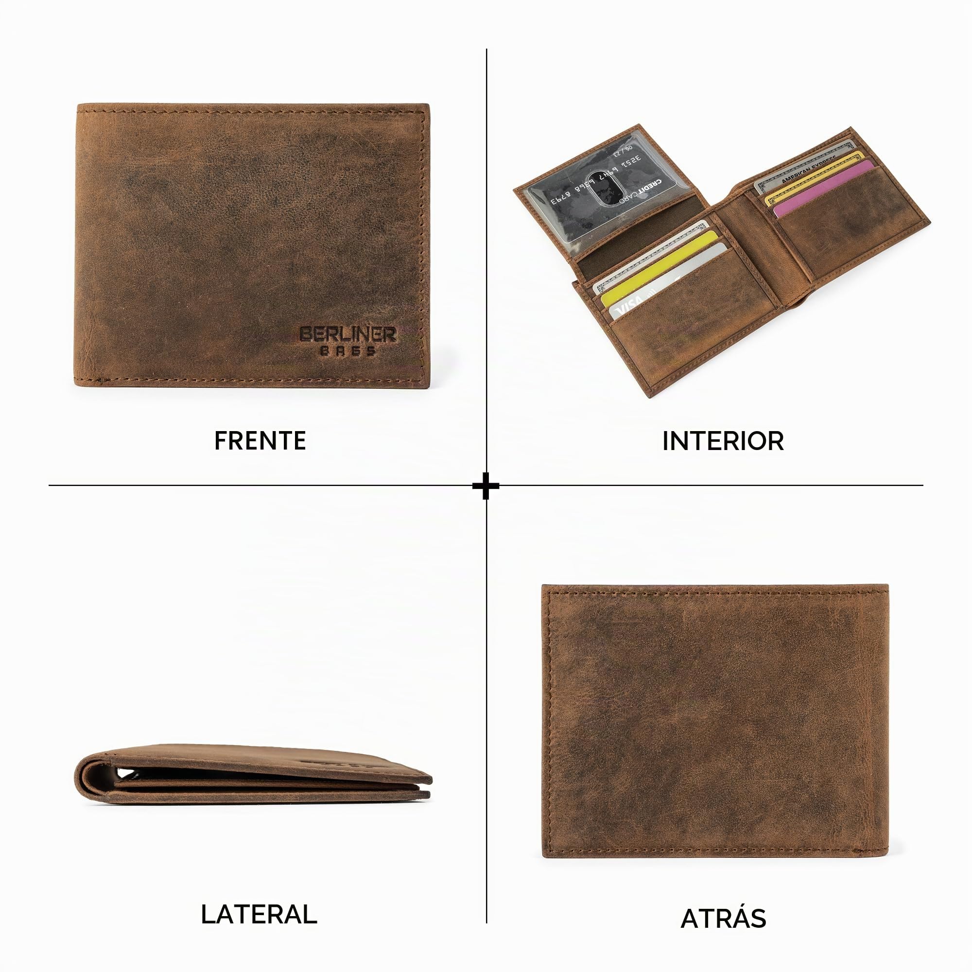 Berliner Bags Peter Cartera de Piel Auténtica Hombre con 8 Tarjetas y RFID