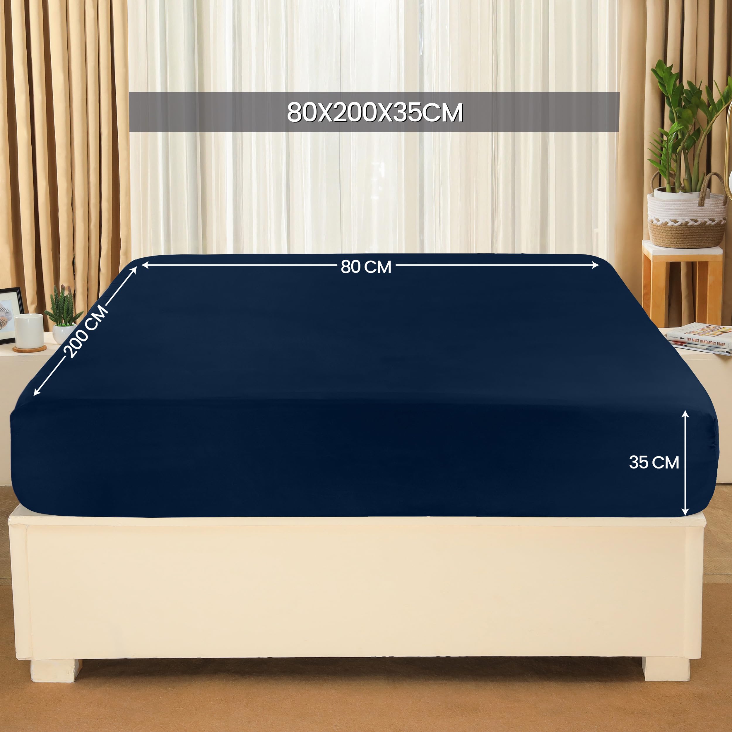 Utopia Bedding Lenzuolo con Angoli - 80x200cm - Marina - Microfibra Spazzolata - Lenzuolo sotto con Angoli Elasticizzato