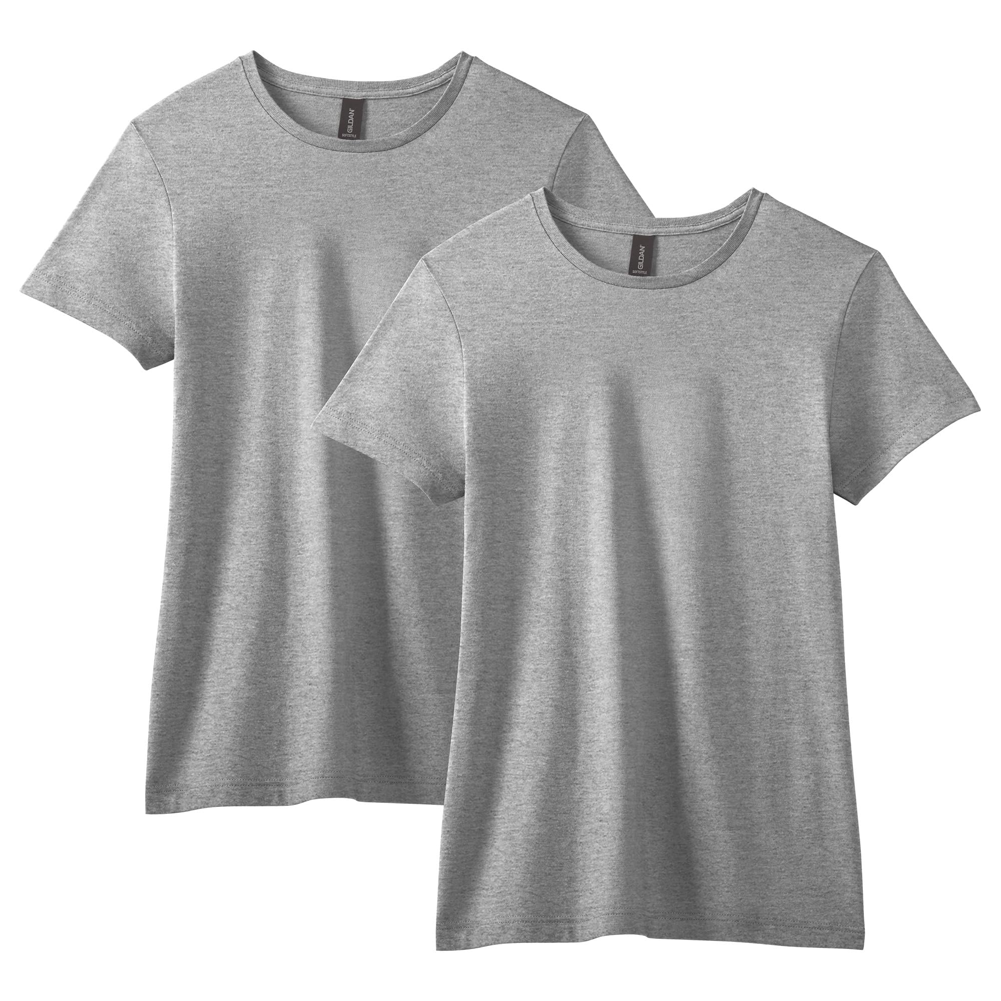 GildanWomen's Softstyle Cotton T-Shirt, Style G64000l, 2-Pack, Sport Grey, Large