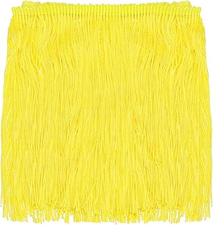 sourcing map Cinta de flecos de poliéster para manualidades, costura, manualidades, ropa, decoración de pantallas de lámpara, color amarillo