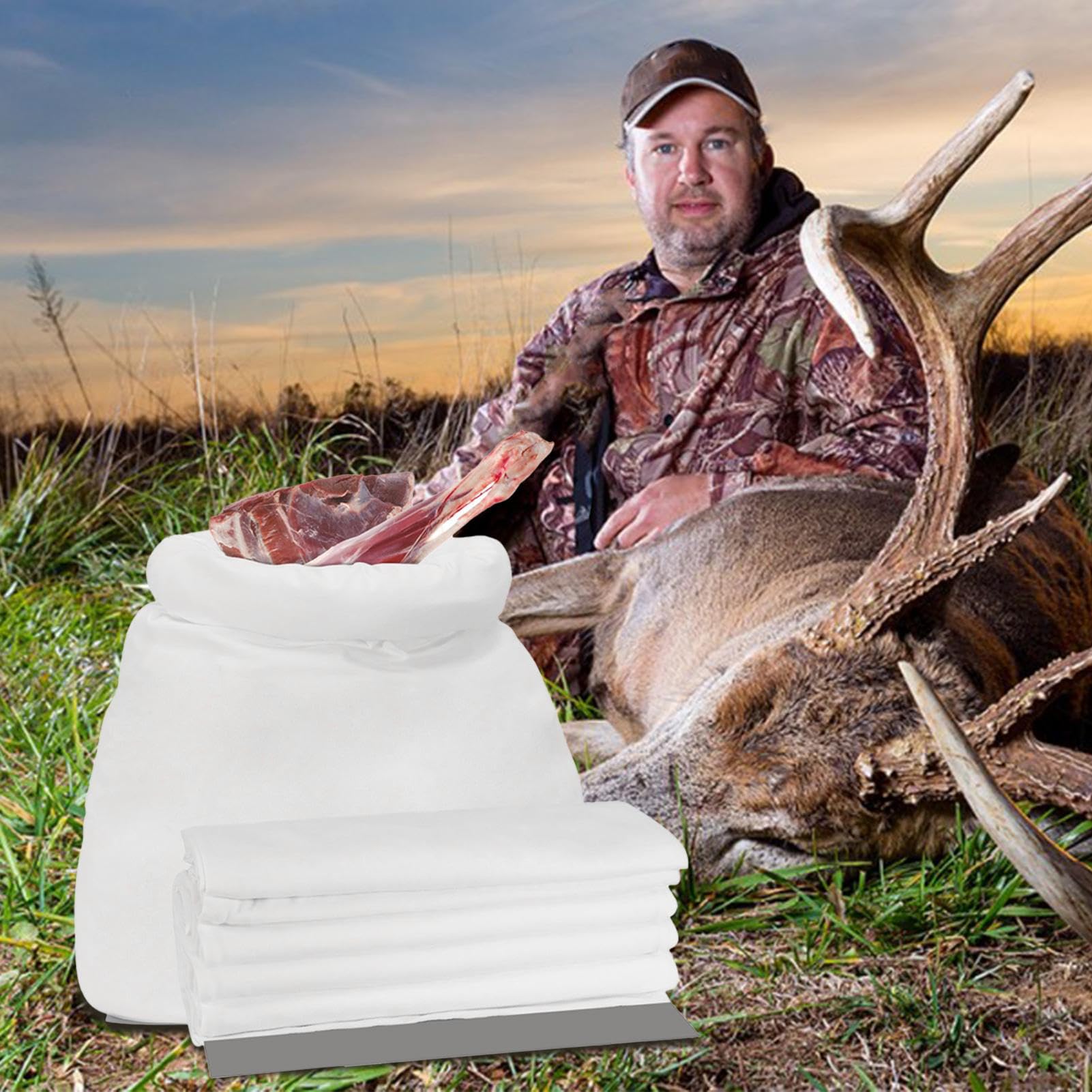 Big games Bolsas de carne – Almacenamiento de caza resistente, tira de seguridad reflectante reutilizable para transportar carne salvaje | Accesorio de caza multiusos para ciervos, alces, alces