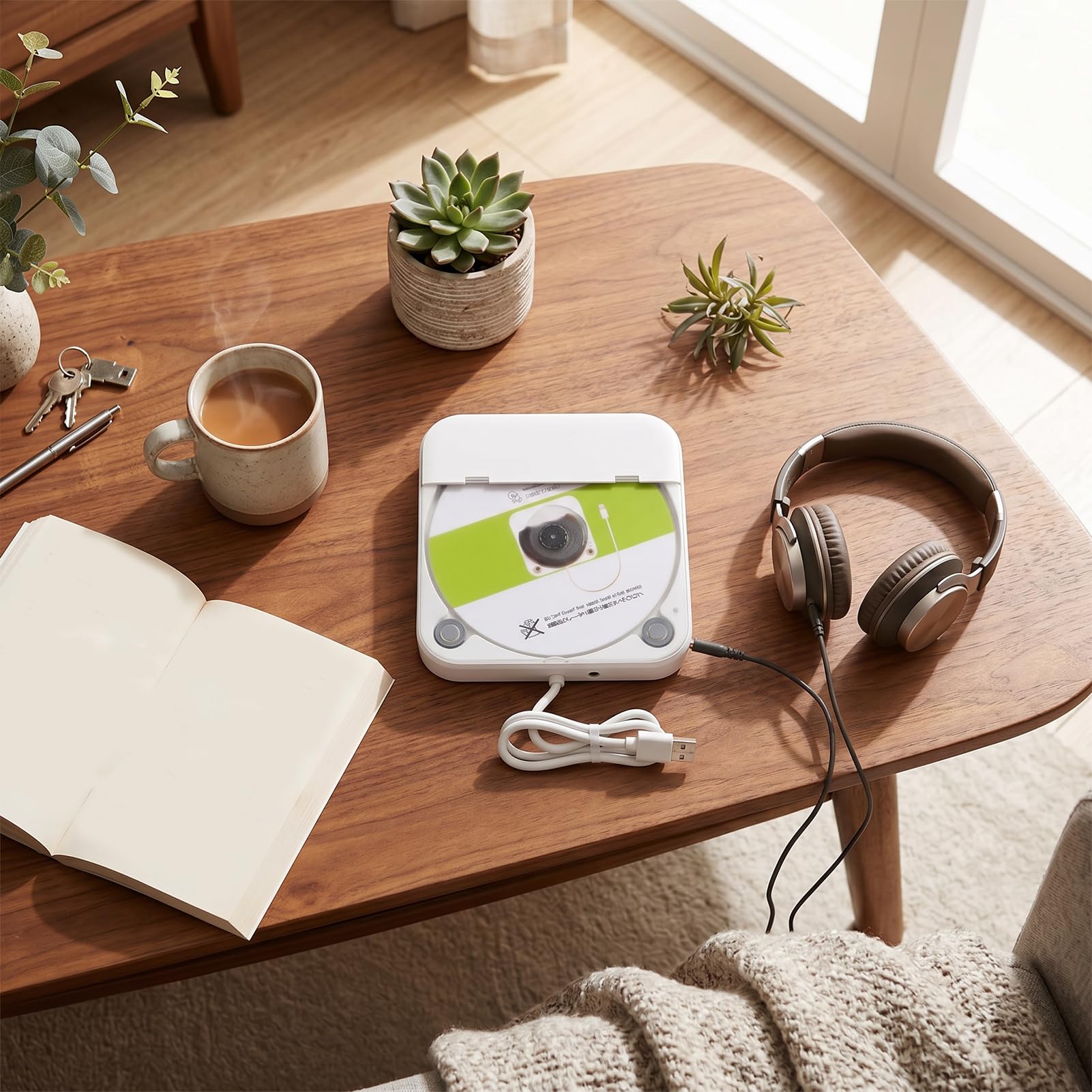 Bewinner Lettore CD Portatile per Auto Alimentato Tramite USB, Lettore Dischi Esterno per Auto con Ingresso AUX, Telecomando, Audio HiFi per Stereo del Veicolo, Laptop e Uso Domestico