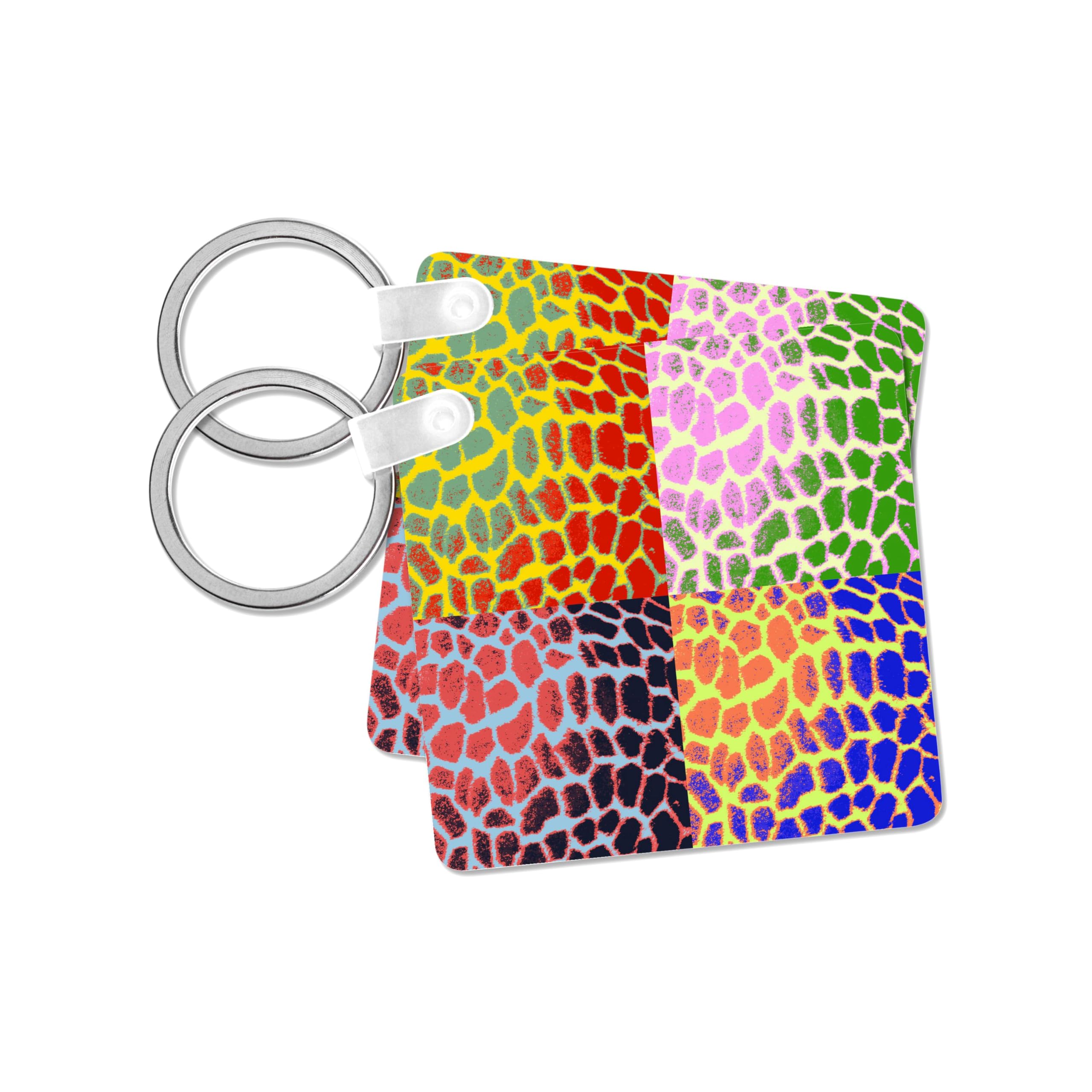 3dRose, Multi Color Giraffe Print Animal Print Art for Kids, set of 2 Key Chains