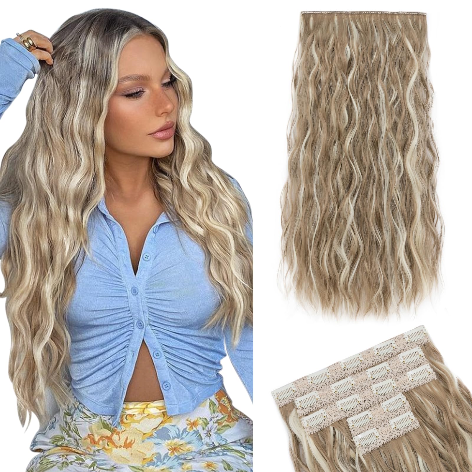 Hairro Clip In Hair Extensions 17 Clips Sandy Blonde Hair Extensions ...