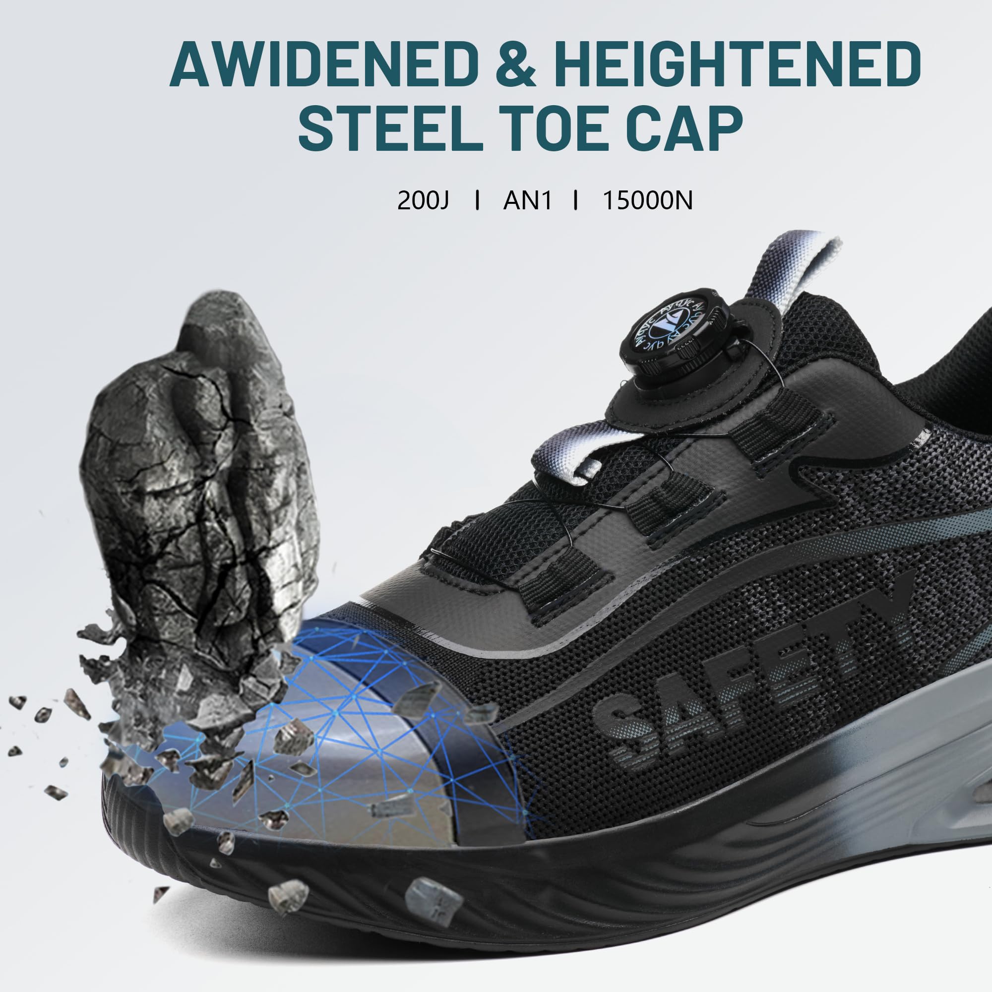 Zapatos de Seguridad para Hombre Zapatillas Trabajo Mujer Comodas Transpirable Ligero Calzado de Seguridad con Punteras de Acero Antideslizantes