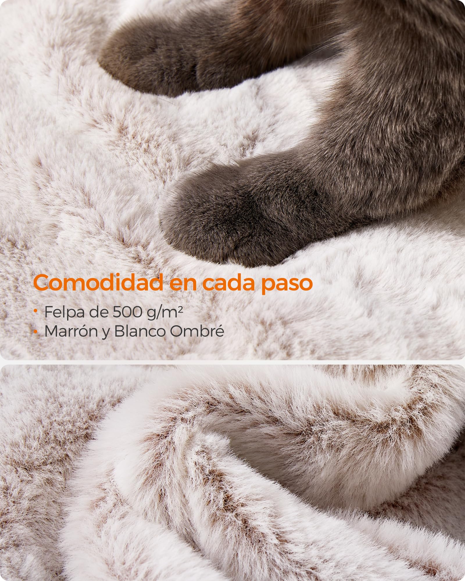 Feandrea Árbol de Gatos, Torre de Gatos Grande, Marrón y Blanco Ombré PCT162M01