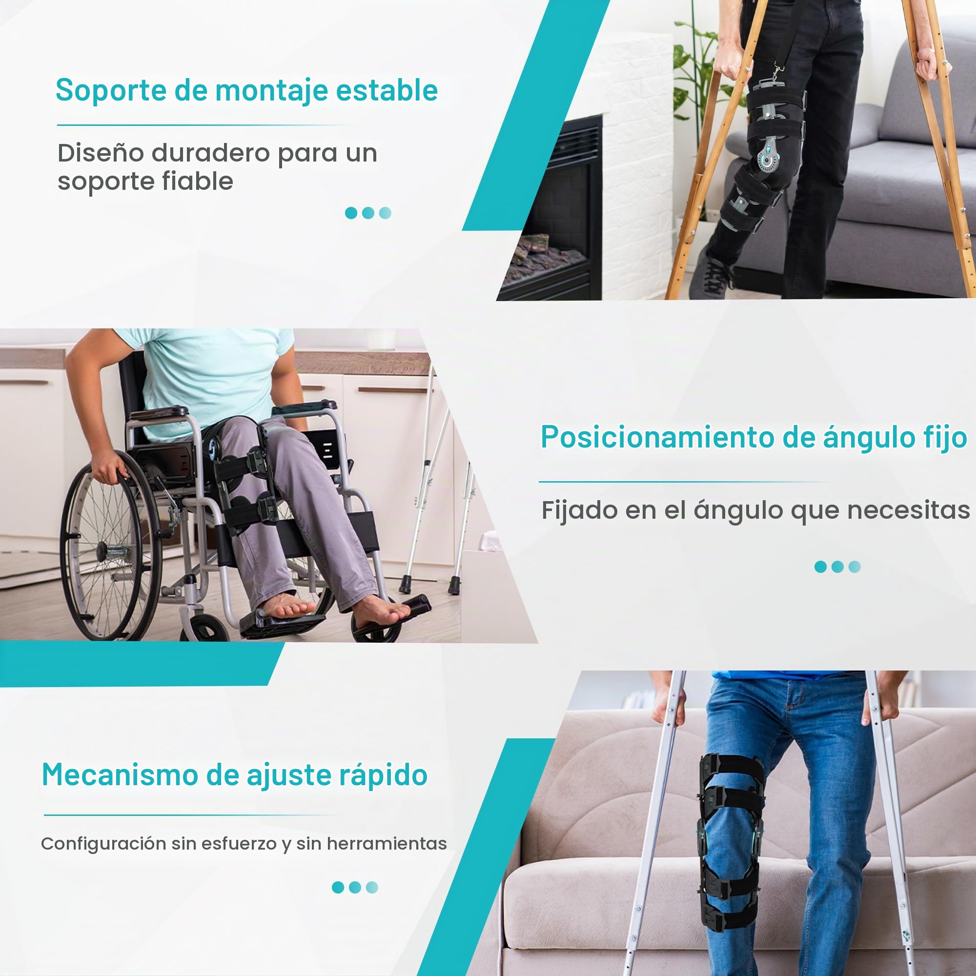 Rodillera con Bisagras Poste OP Inmovilizador de Rodilla Tirantes para Piernas Ortopédico Rótula Rodillera Inmovilizador de Rodilla Ortesis, Ajustable para Pierna Izquierda Derecha