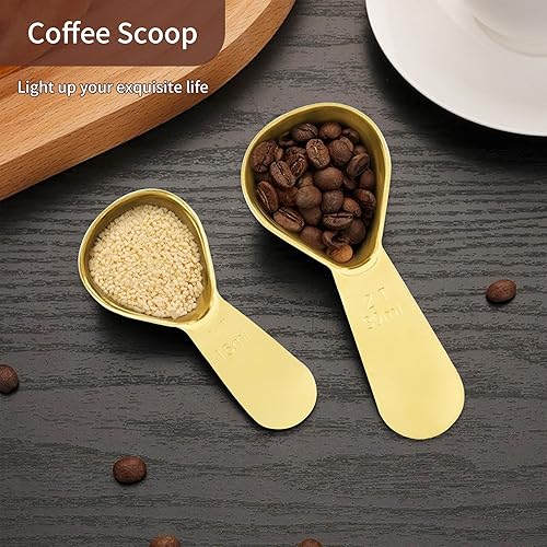 Miniatura 4 de Juego de 2 cucharas de café de acero inoxidable (1 cucharada, 2 cucharadas) Cucharas de café duraderas con mango ergonómico, cucharada de medición