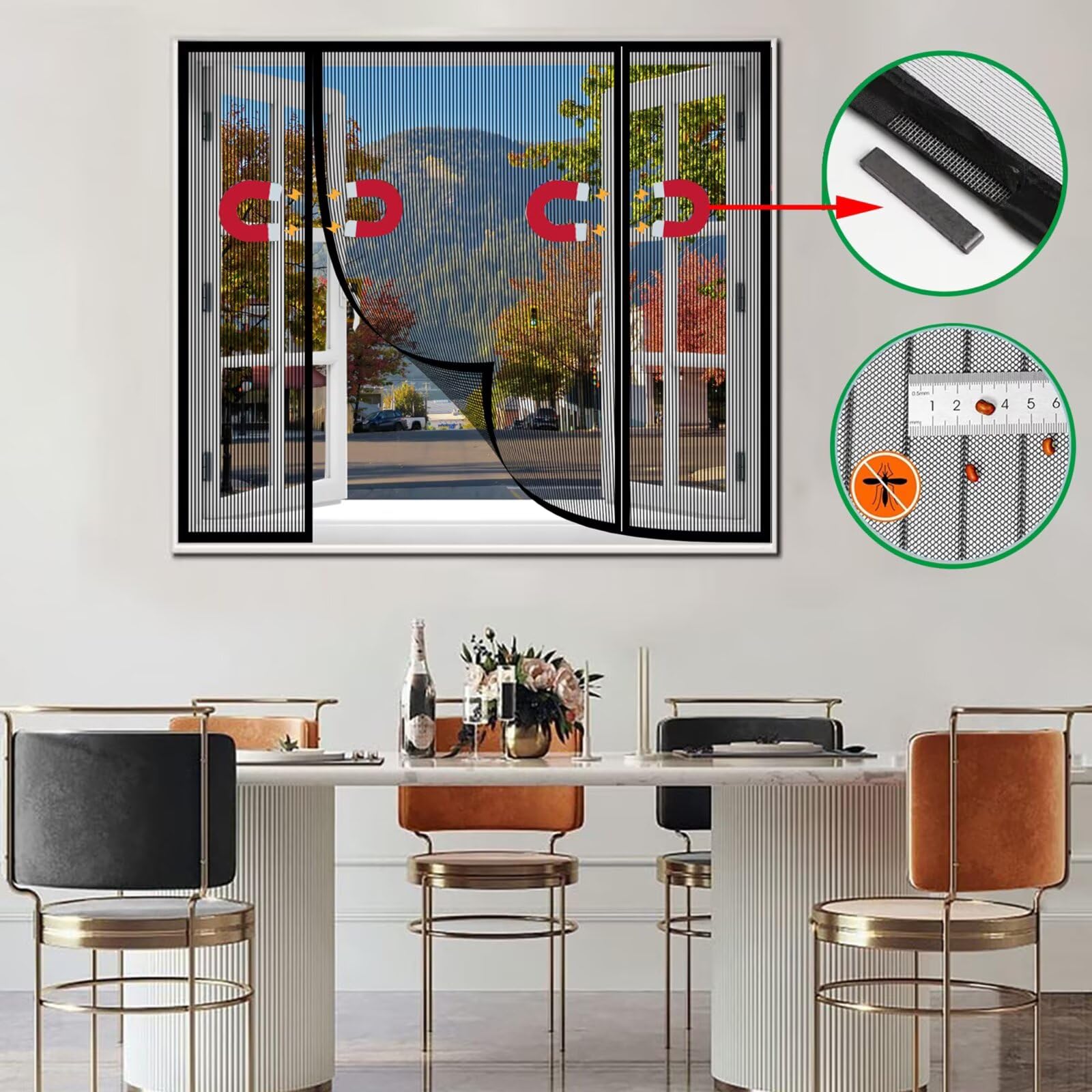 W175 x H190cm Fenster Fliegengitter Katzensicher | Katzengitter Ohne Bohren Kratzfest Stabil Für Alle Innen Fenster Dachfenster Balkontür Wohnung Weiß