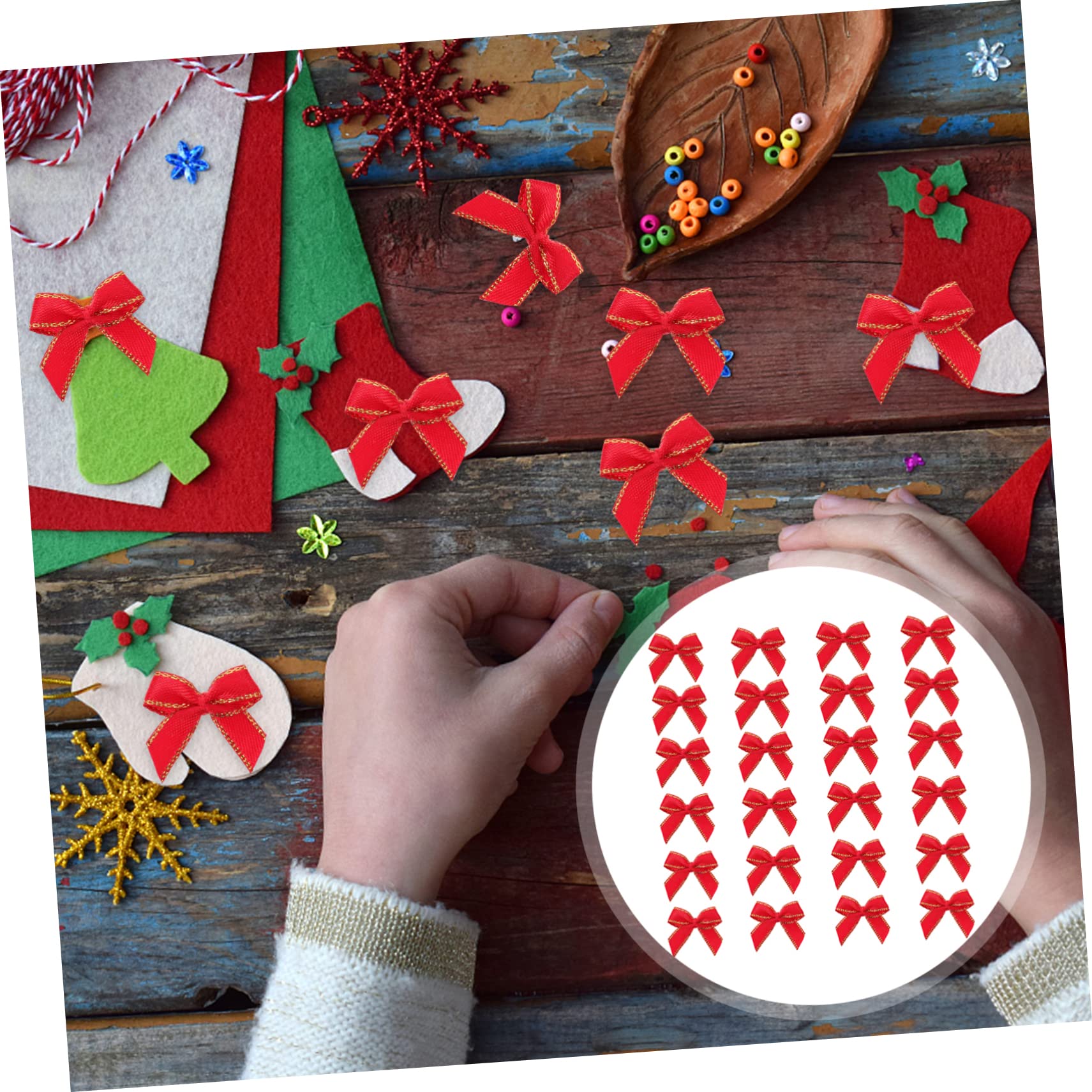 EXCEART 1000 Piezas Decoración De Arco Lazos Navideños para Lazo para Envolver Regalos Decoración De Año Lazos Navideños para Niños Arco Poliéster Delicado Material