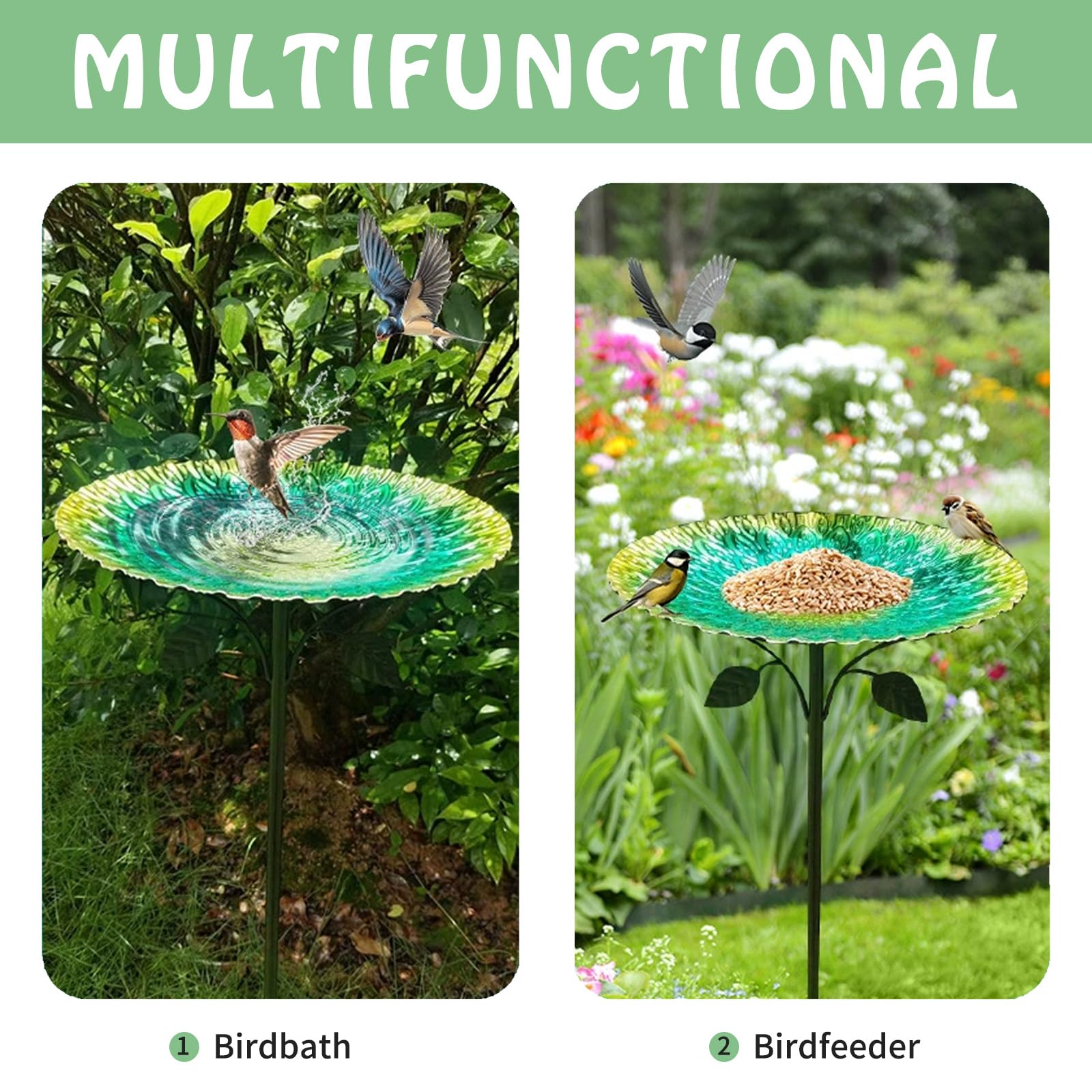 HIQE-FL Bain d'oiseaux,Abreuvoir Oiseaux 84cm,Mangeoires pour Oiseaux,Mangeoire Oiseaux,Bain pour Oiseaux,Bassin pour Oiseaux,Abreuvoir en Fonte,pour Jardin,Balcon,Terrasse