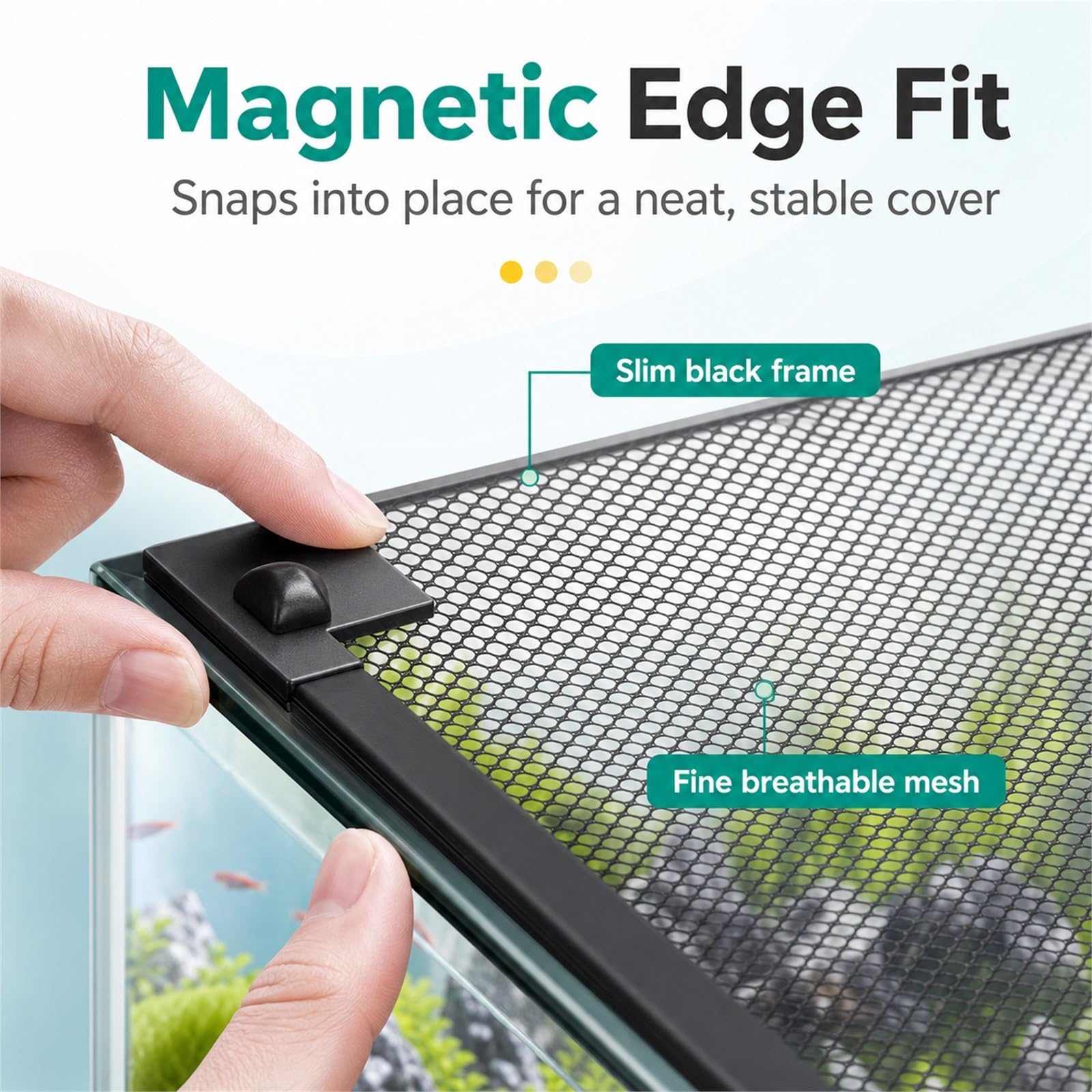 Aquarium Abdecknetz Magnetisch,Magnetische Aquarium-Anti-Sprung-Abdeckung,Aquarium-Abdecknetz,Nicht Leicht Verformbar,FüR Zuhause Eingangsbereich Hobbyisten ZüChter