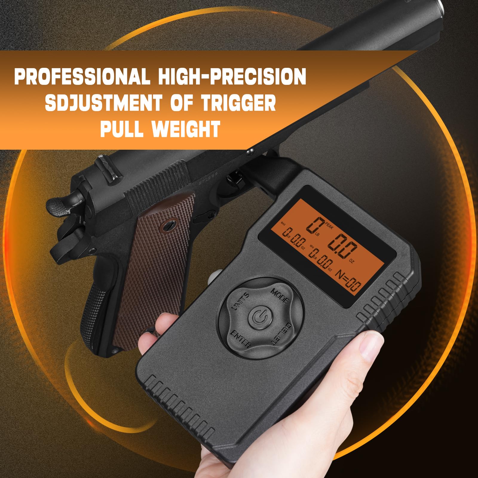 BOOSTEADY Misuratore di Trazione Digitale Professionale con Incrementi di 0,1 oz e Display LCD, Letture Accurate da 0 a 12 Libbre, Misuratore di Scala di Trazione del Grilletto del Sensore Militare