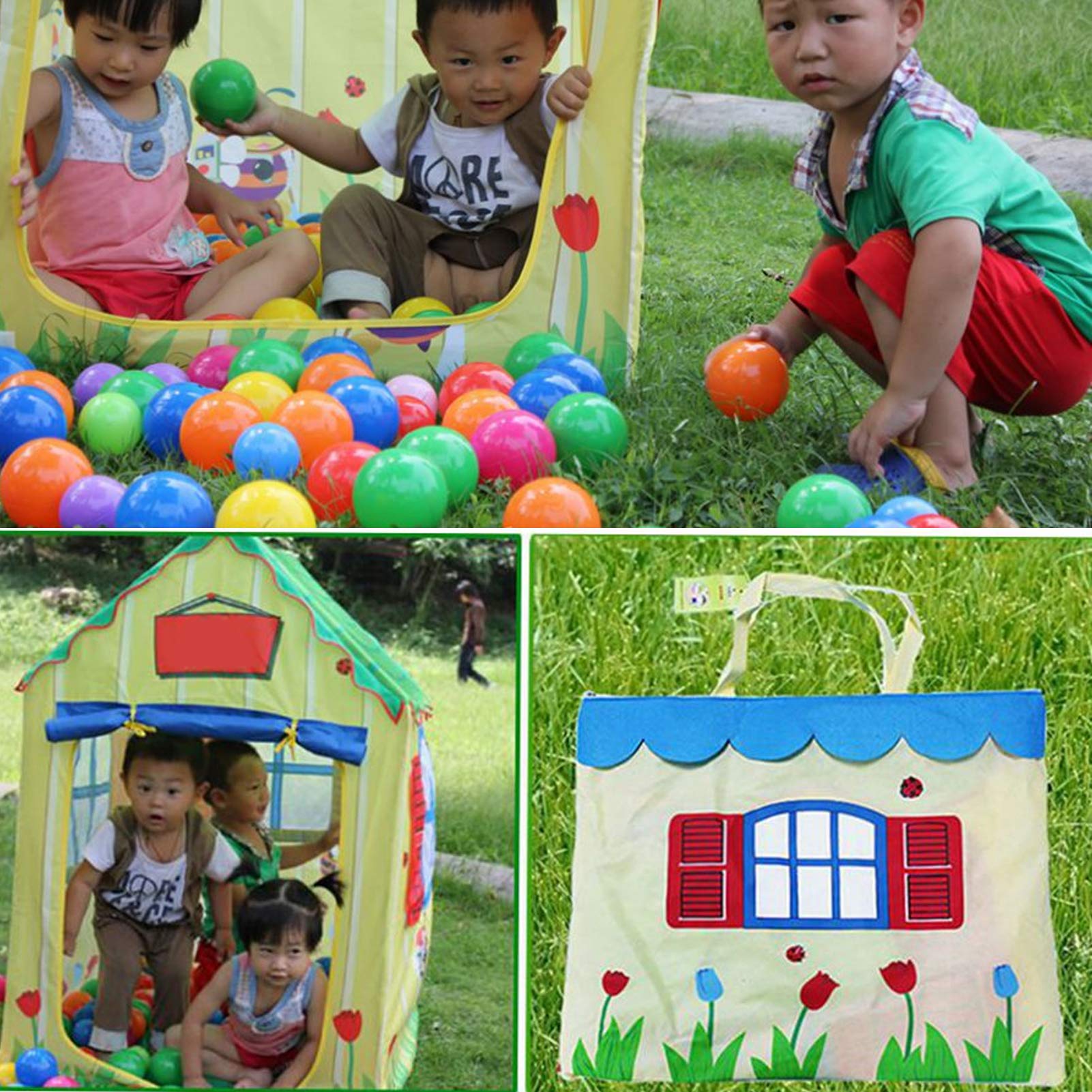 Tende da Gioco Casetta da Gioco Pieghevole per Interni Ed Esterni per Bambini, Tenda Spaziosa e Leggera in Poliestere 190T, Gialla e Verde, 100 X 75 Cm
