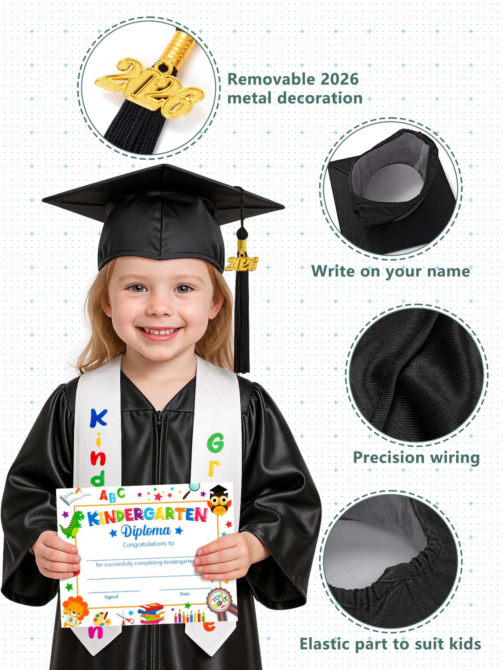 Snapklik.com : QZYL Kindergarten Graduation Cap And Gown Set, 2025 Kids ...
