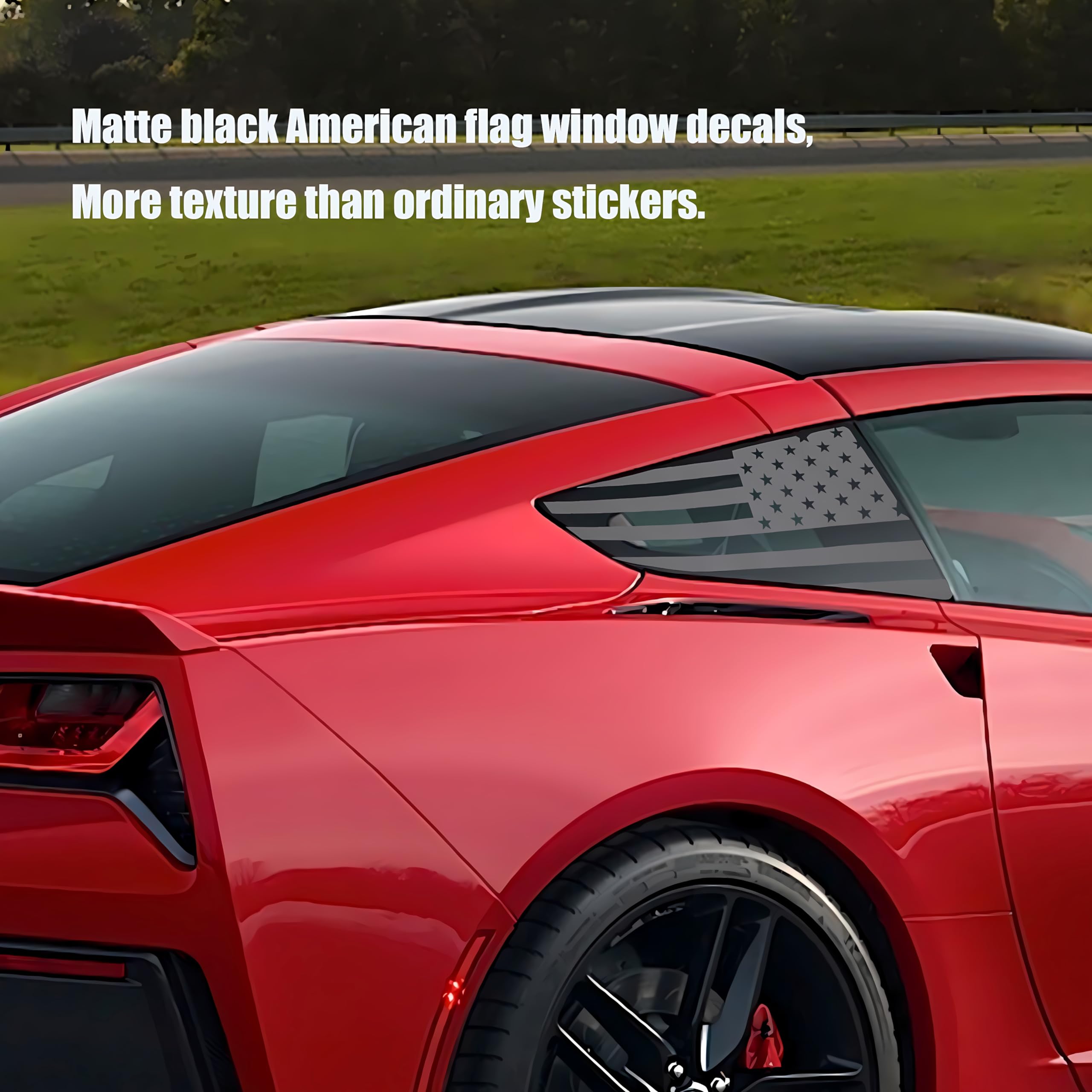 Factory Crafts Window Graphics Decal For Chevrolet Corvette C7 Stingray 2014-2019 - Distressed USA Flag Design