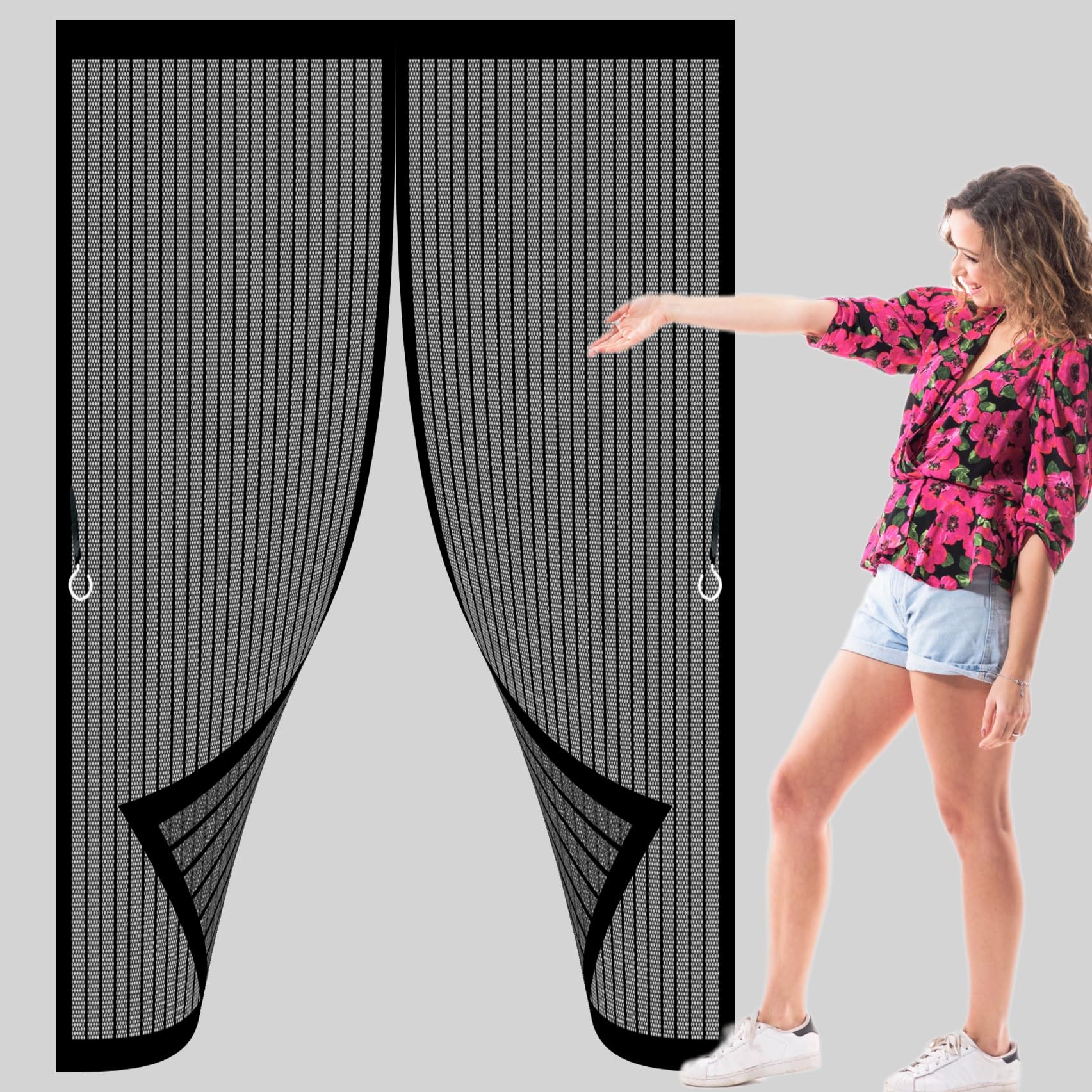 Fly Nets for Doors 85 x 210 cm Automatically Close, No Gap, Easy to Install Without Drilling, Keep Bugs Out Lets Fresh Air in Door Magnetic Fly Screen for Patio Doors Bedroom, Black