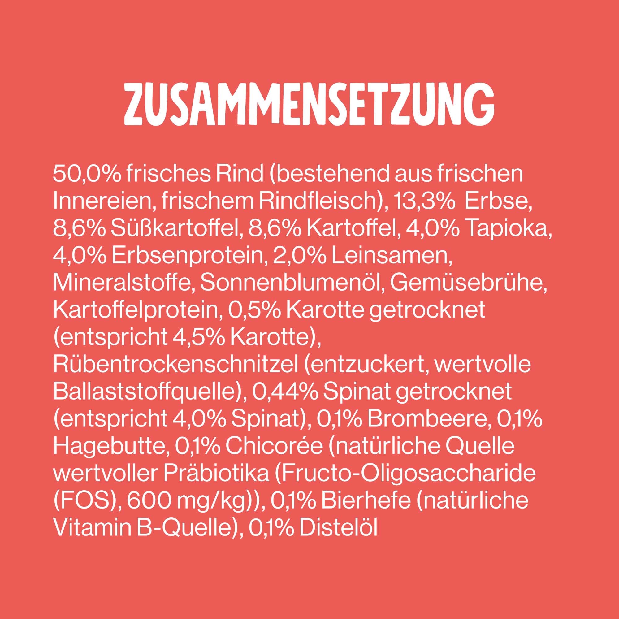 Pets Deli Trockenfutter für Hunde Rind mit Süßkartoffel, Karotte & Brombeere - ohne Zucker und Gluten, 6kg