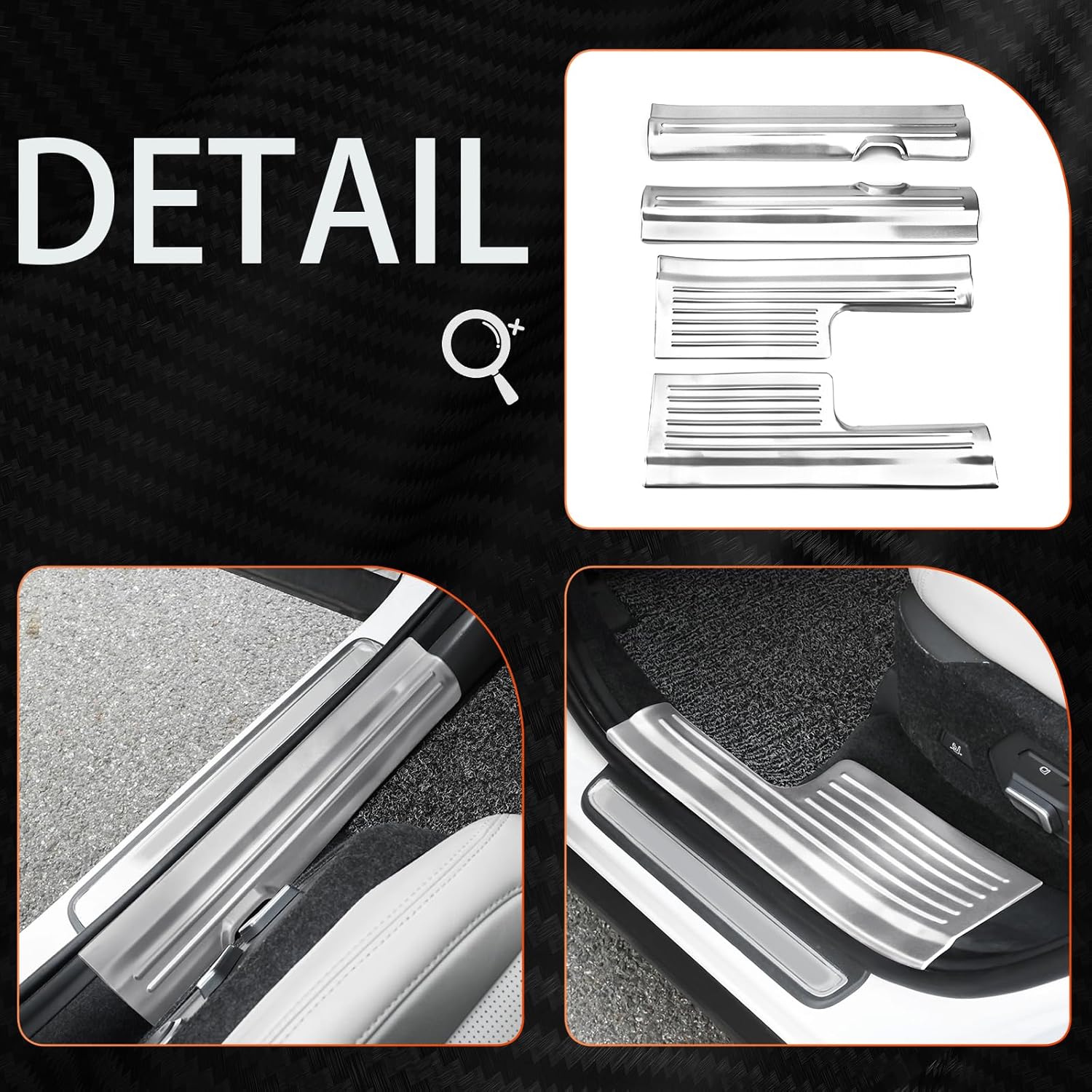 Stainless Inside Door Sill Plate Protector Cover,Inside Door Sill Scuff Plate Guard Cover Trims Compatible with Hyundai Santa Fe 2024-2026 Accessories (Silver)