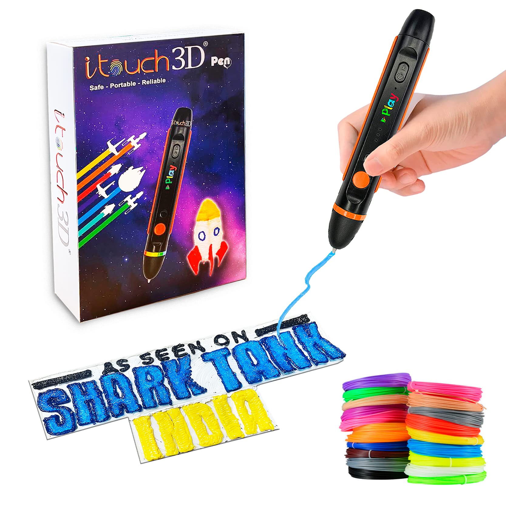 WOL3D I Touch play 3D Pen with 20 in1 PLA Filament 5 Meter Each for 3D Printing with Speed Control, Advanced Temperature Regulation, OLED Display & Ergonomic Design – Compatible.