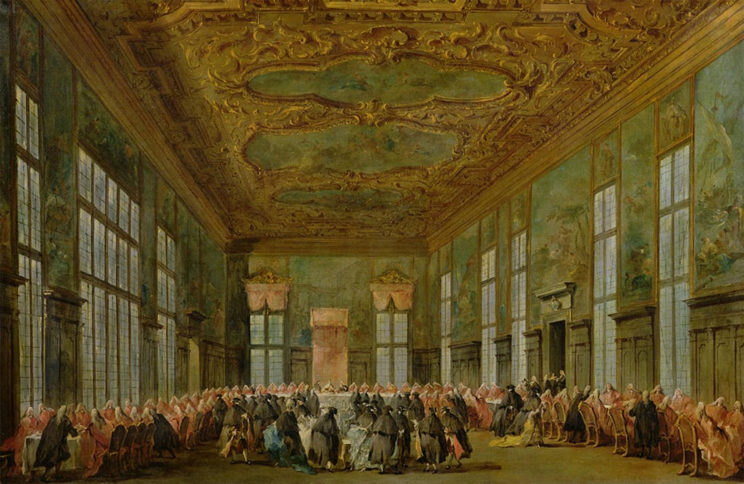 ARTXLXXBN Famous Art Print Poster Vintage Wall Art Doge Alvise Mocenigo Iv Giving a Banquet for the Ambassadors by Francesco Guardi Canvas Art Poster for Home Decor 60x90cm