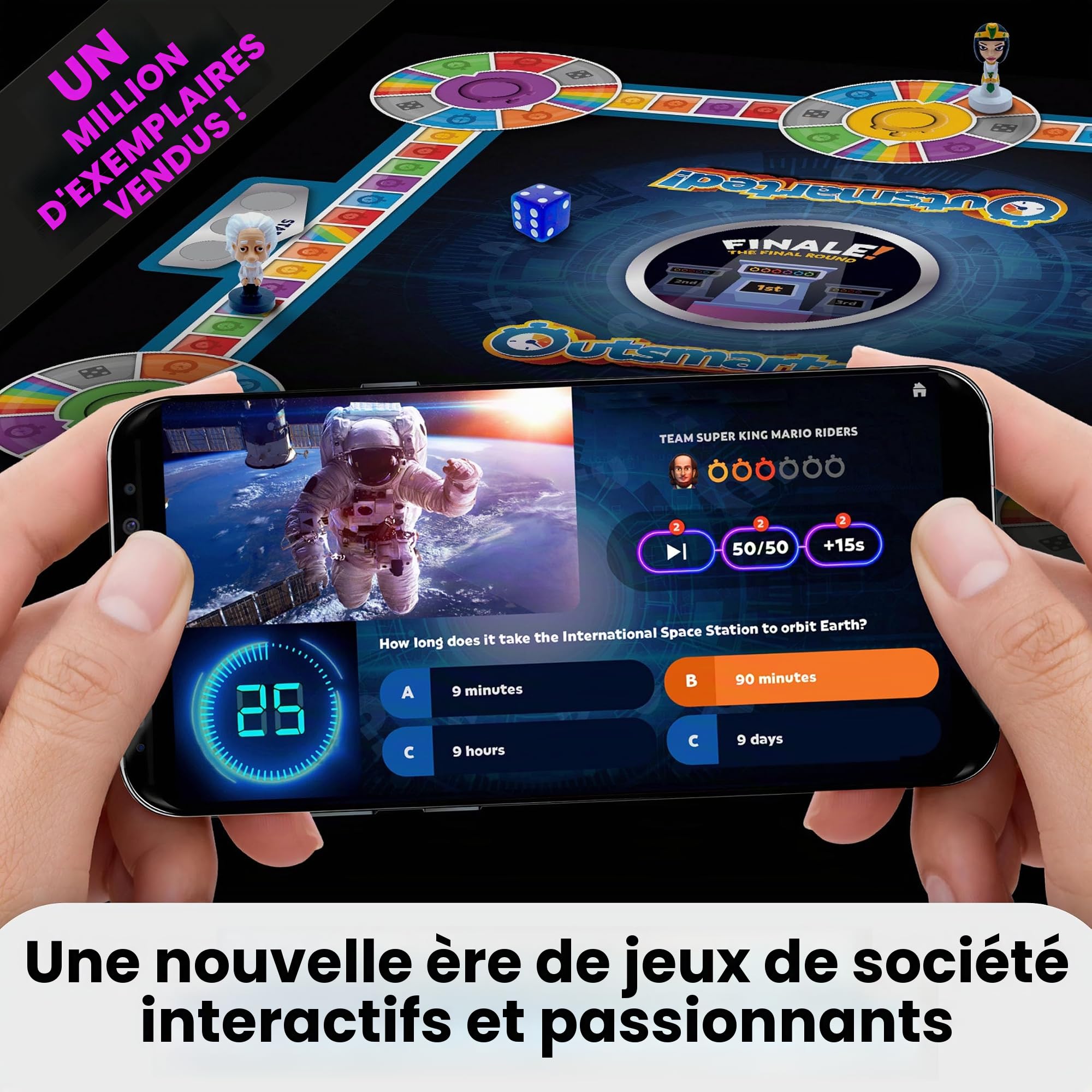 Outsmarted The Live Quiz Show Jeu de société pour Enfants, Adolescents et Adultes | La Meilleure Nuit de Jeu Familial | À partir de 8 Ans, Parfait pour 2 à 24 Joueurs | Plus de 10 000 Questions