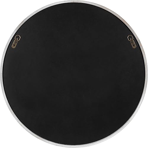 Miniatura 7 de Kate and Laurel Warbrook - Espejo de pared redondo rústico, 26 pulgadas de diámetro, marrón rústico y blanco, espejo de círculo costero con detalles