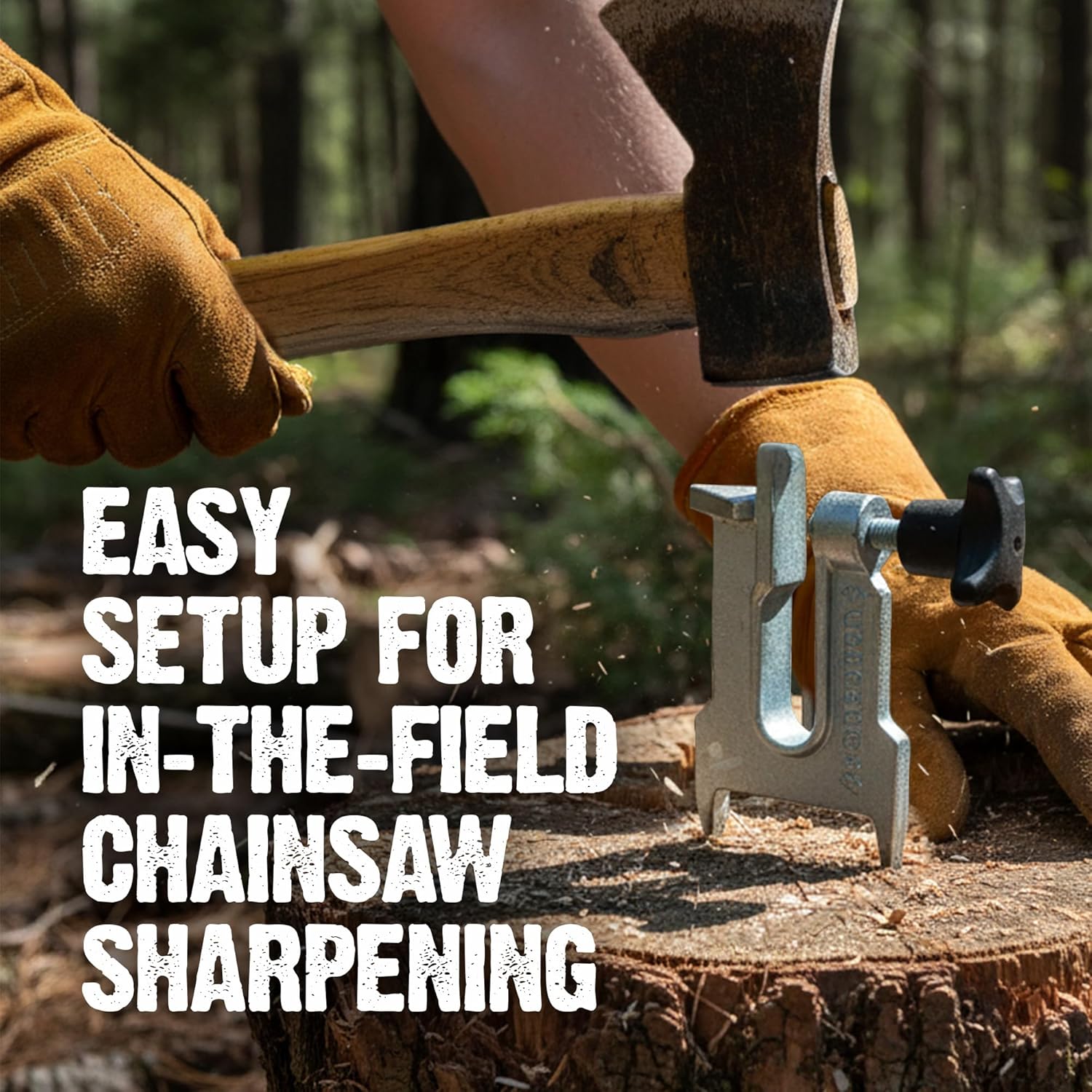Forester Heavy Duty 7” Stump Vise for Chainsaw Sharpening | Drop-Forged Cast Iron | Portable Chainsaw Chain Filing Vise | Locks Firmly Into Any Stump or Log