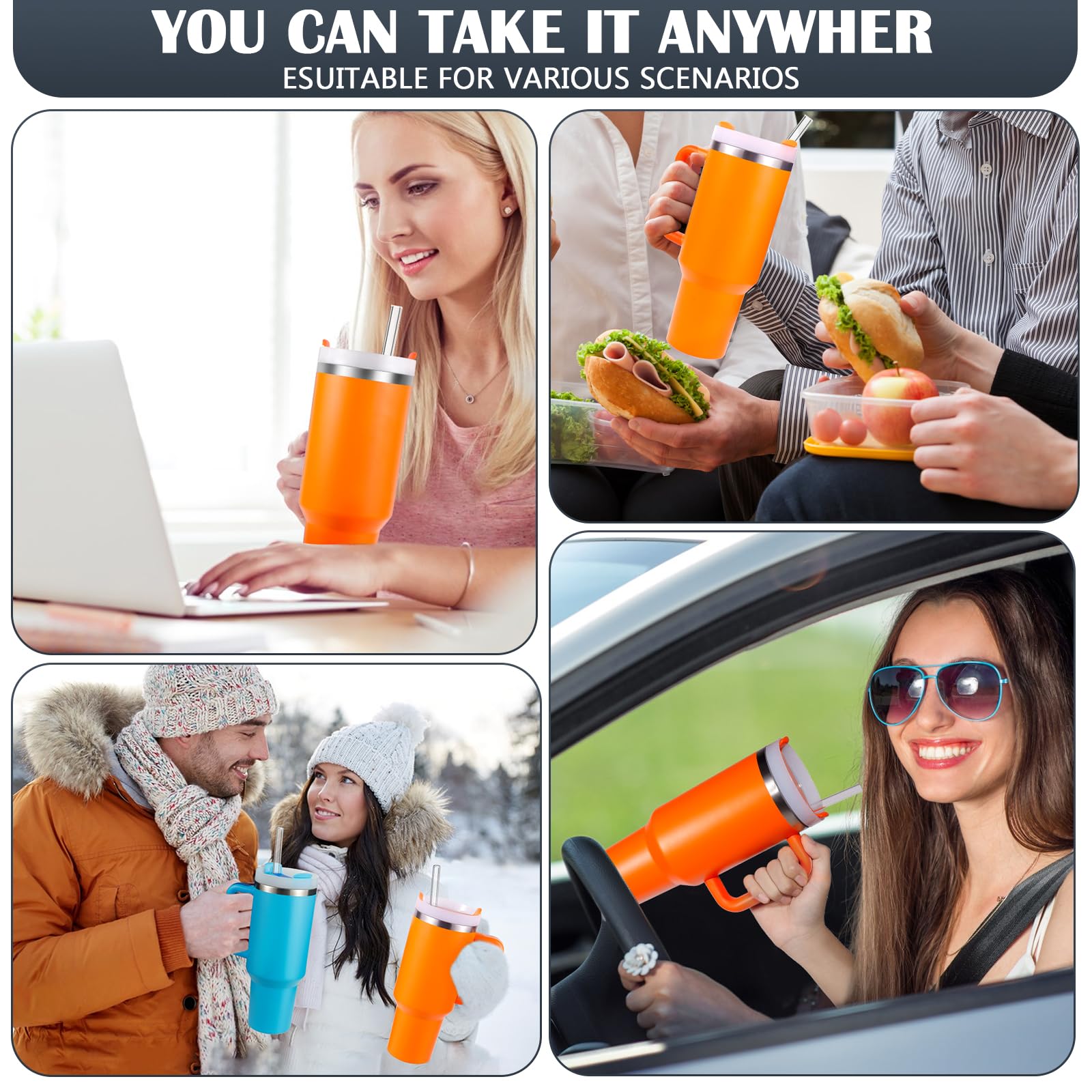 BELYQLY New Version 40oz Stainless Steel Vacuum Insulated Tumbler with Lid and Straw for Water, Smoothie and More, Iced Tea or Coffee (Tiger Lily)