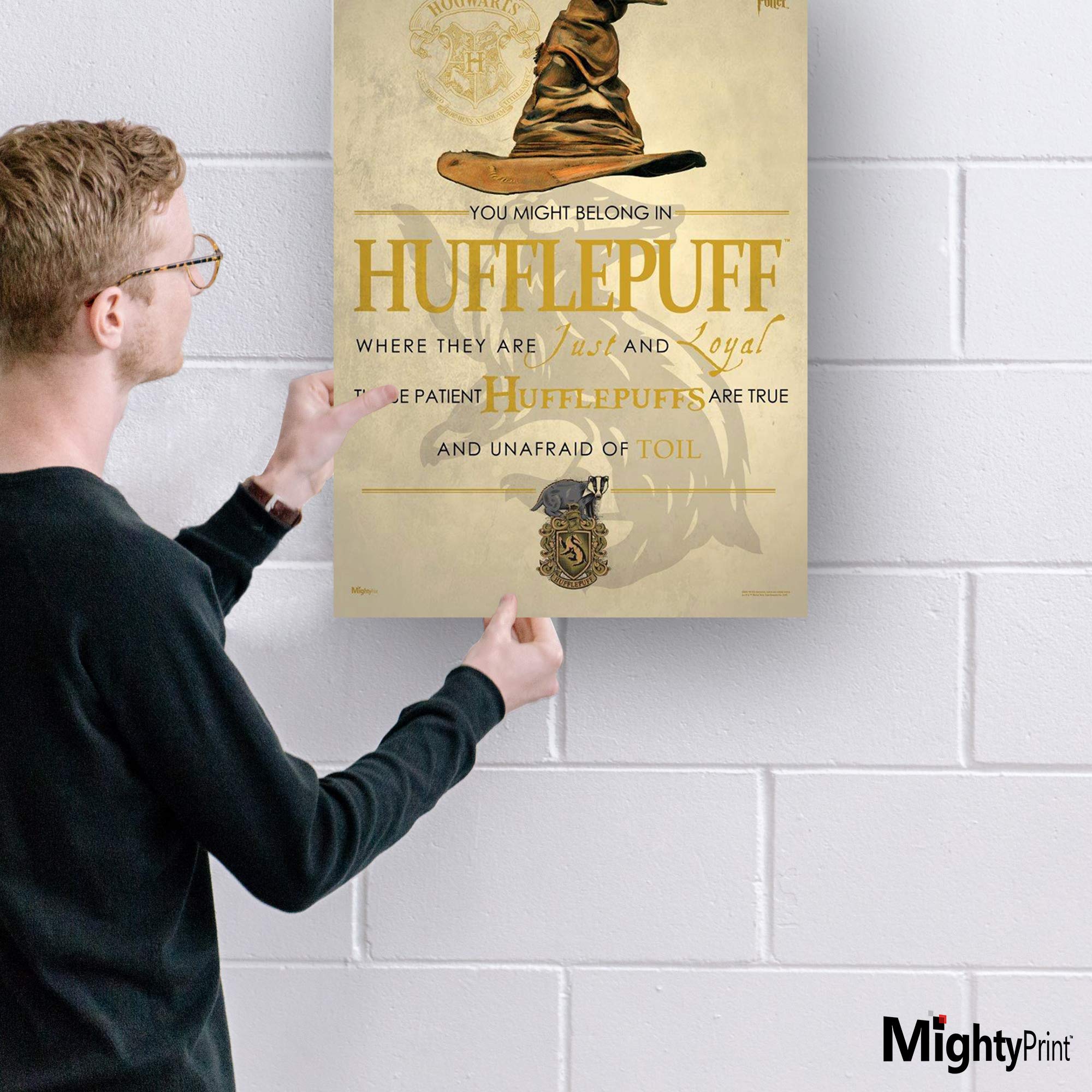 MIGHTYPRINT Harry Potter - Hufflepuff - Hogwarts Sorting Hat House Quote – Durable 17” x 24 Wall Art – NOT Made of Paper – Officially Licensed Collectible…