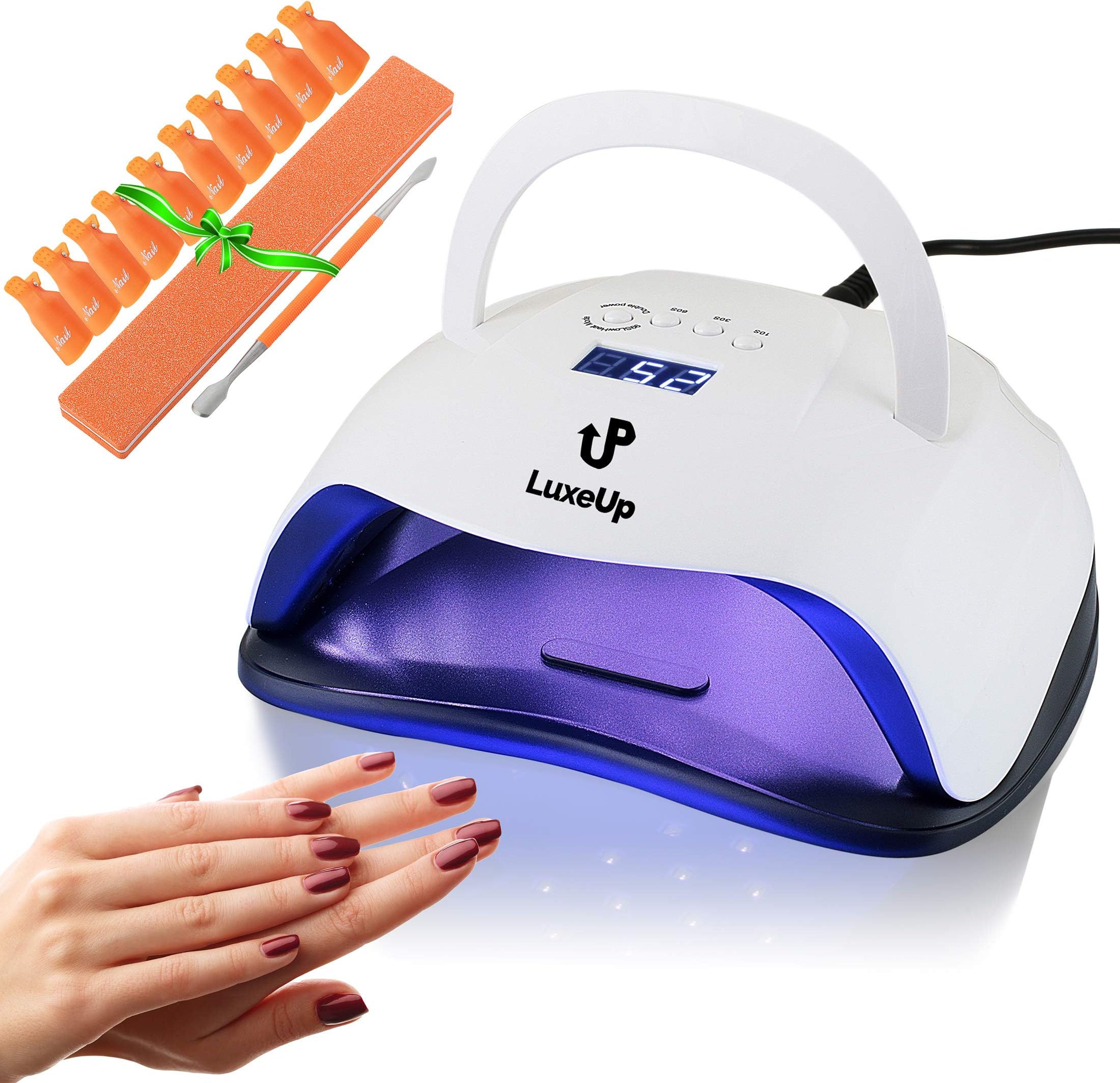 80W UV LED Nail Gel Polish Curing Lamp | Professional Upgrade Design Dual Nail Art Light Set with Motion Detector Fast Dryer Technology