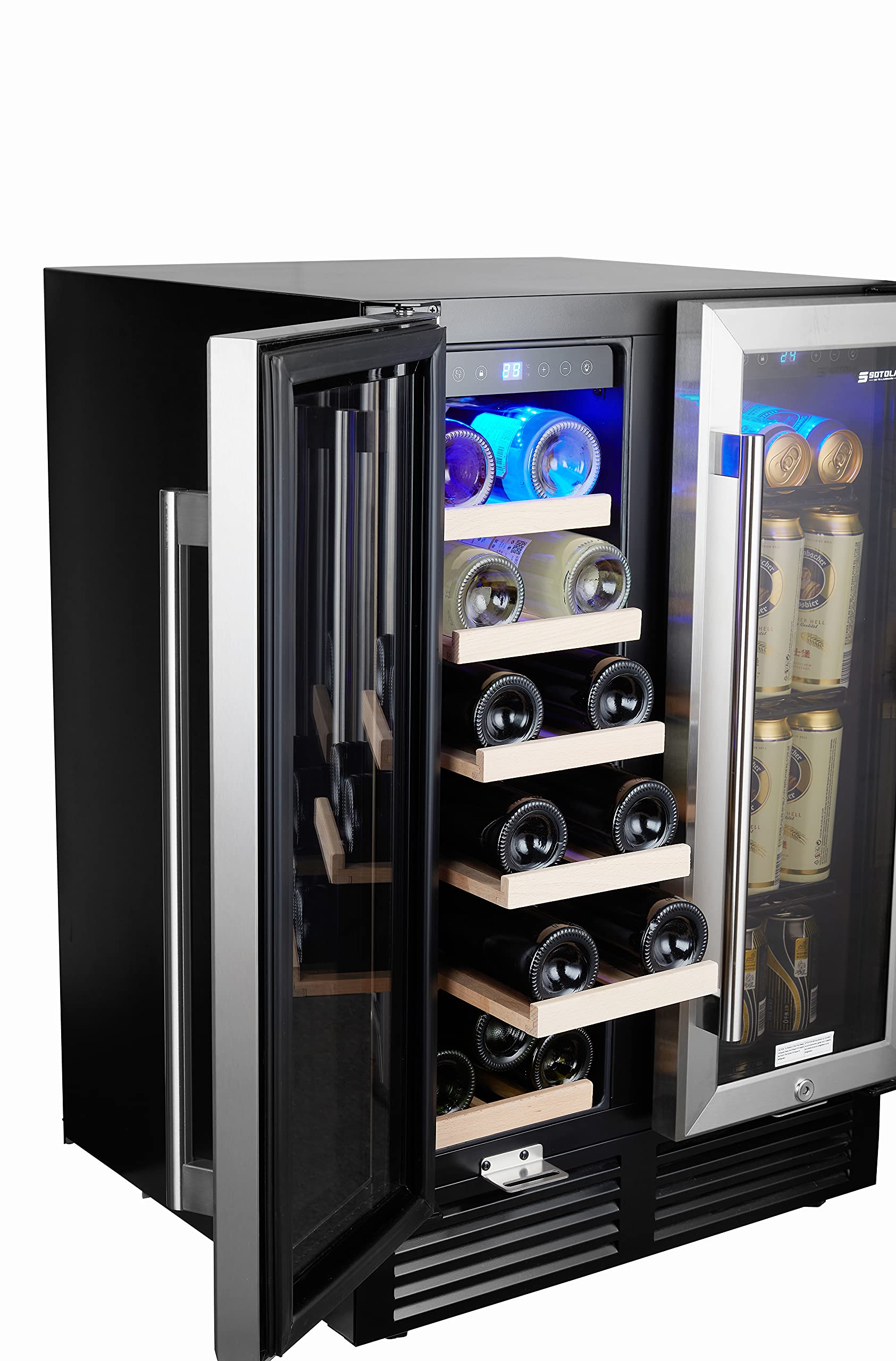 Anwick 24" Wine Cabinet Refrigerator Dual Zone Built-In Or Freestanding Refrigerator Home Built-In Wine Cabinet With Stainless Steel Tempered Glass Door And Temperature Memory on Fridge.com - View 5