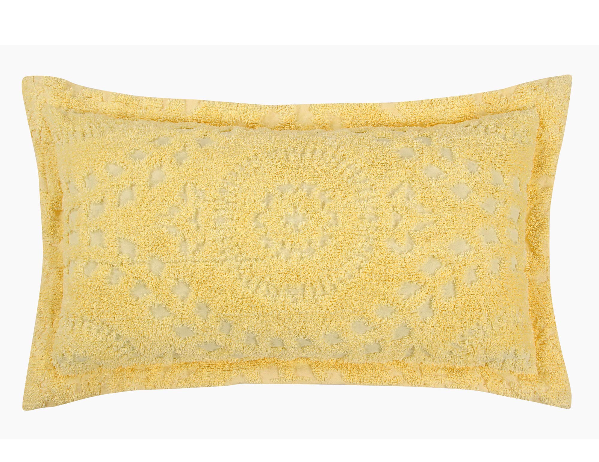 Better Trends Rio Collection is Super Soft and Light Weight in Floral Design 100% Cotton Tufted Unique Luxurious Machine Washable Tumble Dry, King Sham, Yellow
