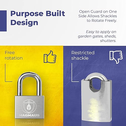 Miniatura 4 de PDL40 Cerradura resistente con 3 llaves  acero inoxidable Candado resistente a la intemperie para uso en exteriores  Ideal para unidad de